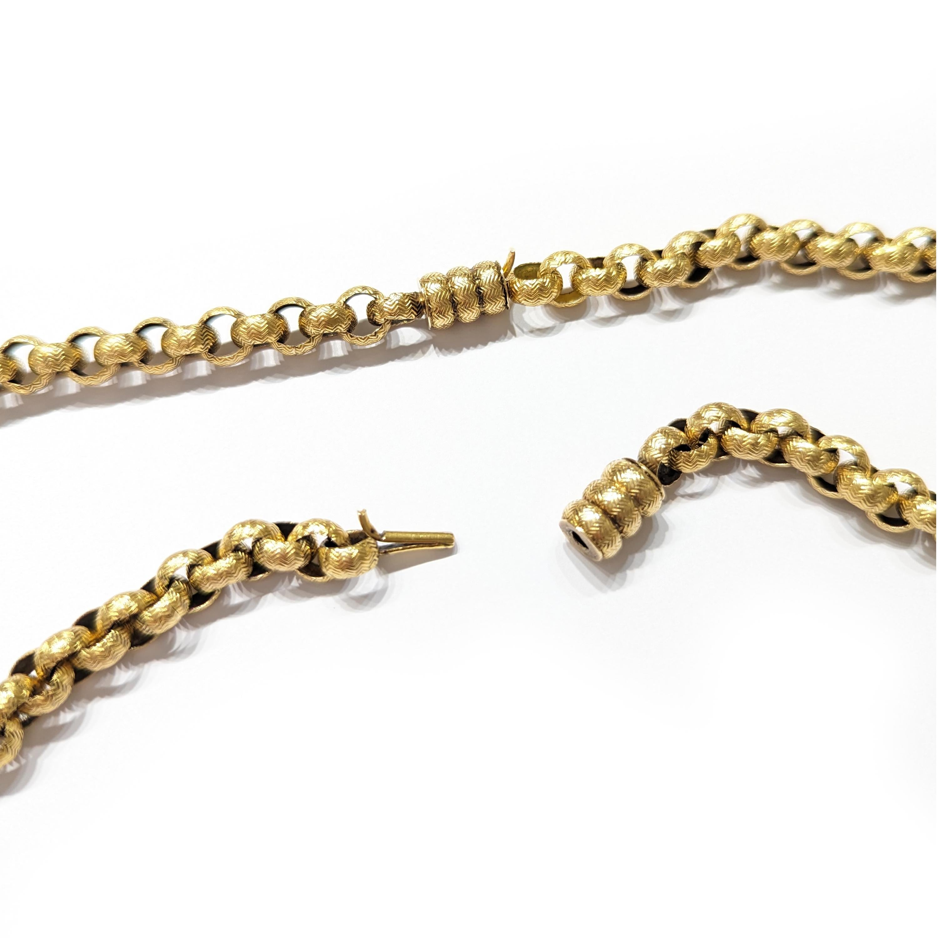 Antike georgianische lange Goldkette, Halskette und Armbänder, um 1820 4