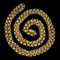 Antique Georgian Long Pinchbeck Chain in 18 Carat Gold Gilt
