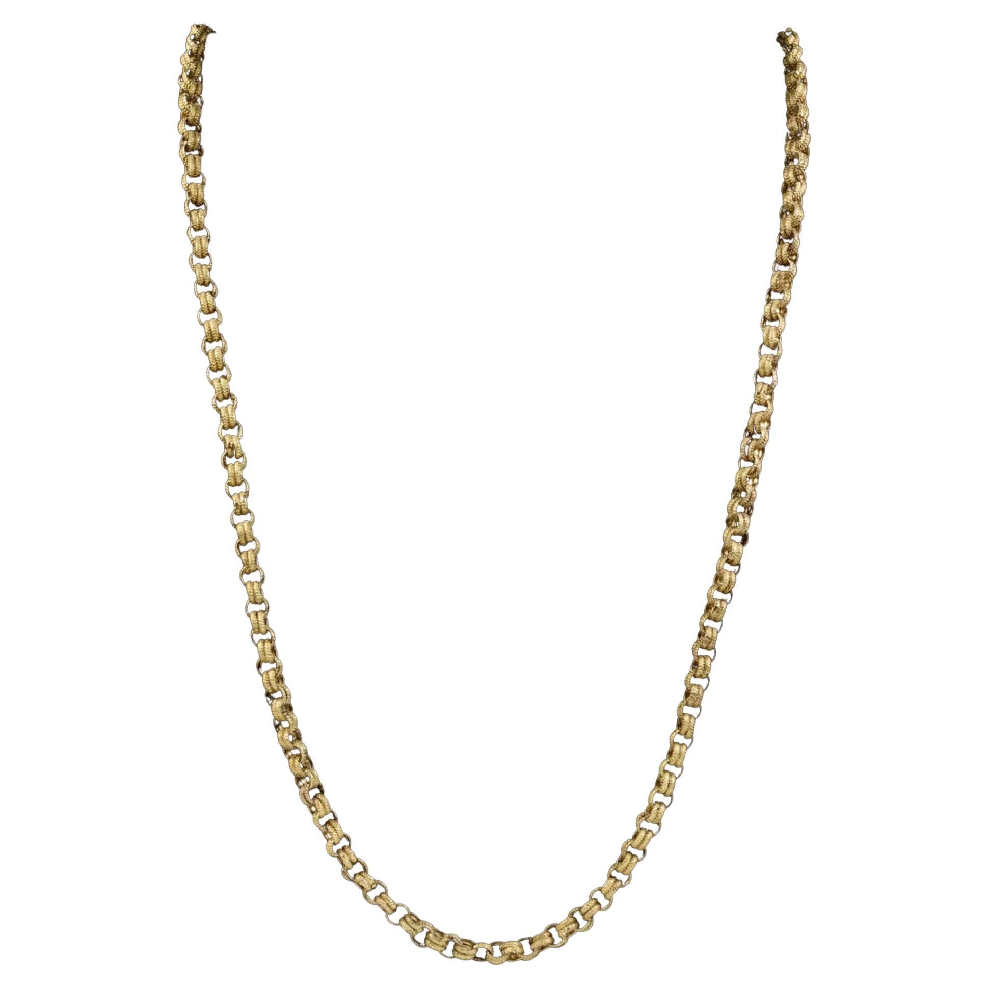 Antique Georgian Long Pinchbeck Chain in 18 Carat Gold Gilt