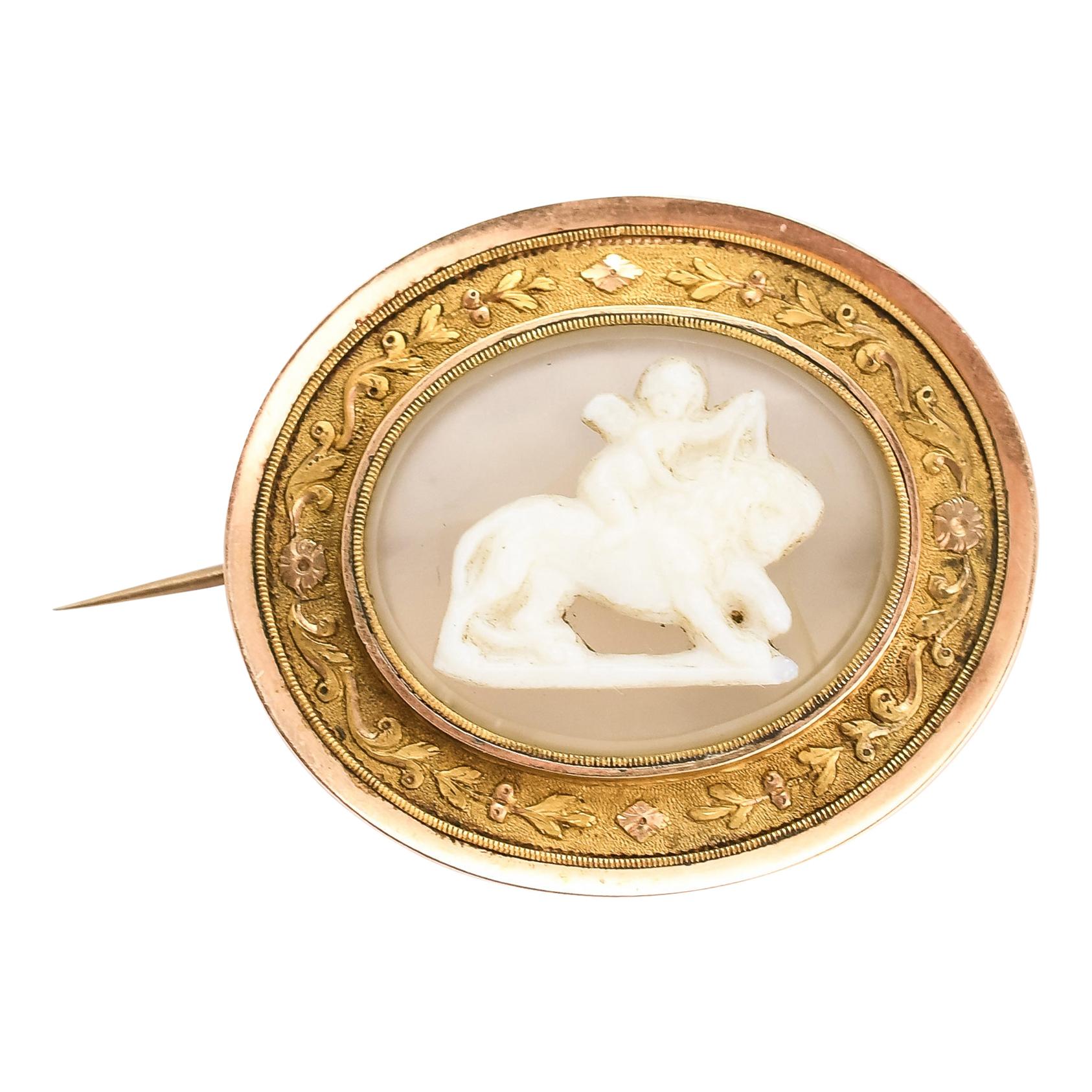 Antique Georgian "Love Conquers All" Cameo Brooch For Sale
