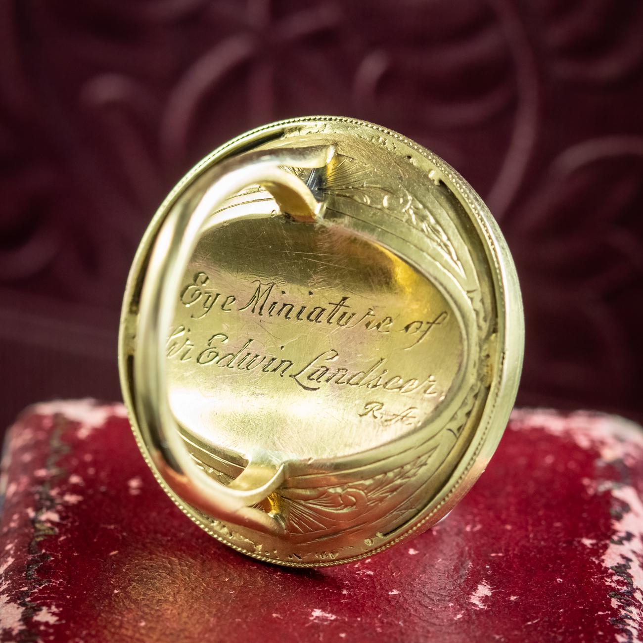 Antiker georgianischer Lovers Eye Diamantring, signiert Sir Edwin Henry Landseer im Angebot 4