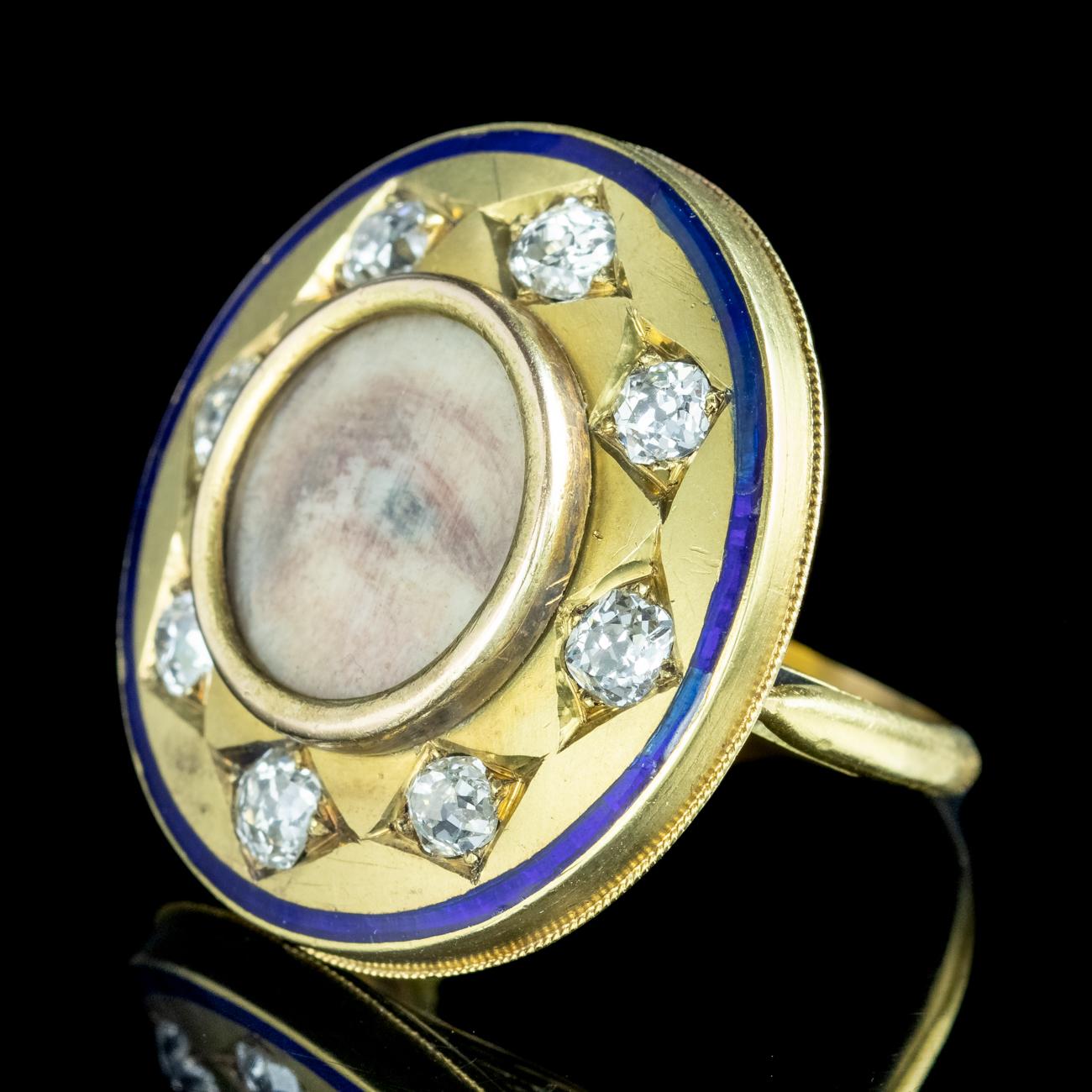 Old European Cut Antique Georgian Lovers Eye Diamond Ring Signed Sir Edwin Henry Landseer For Sale