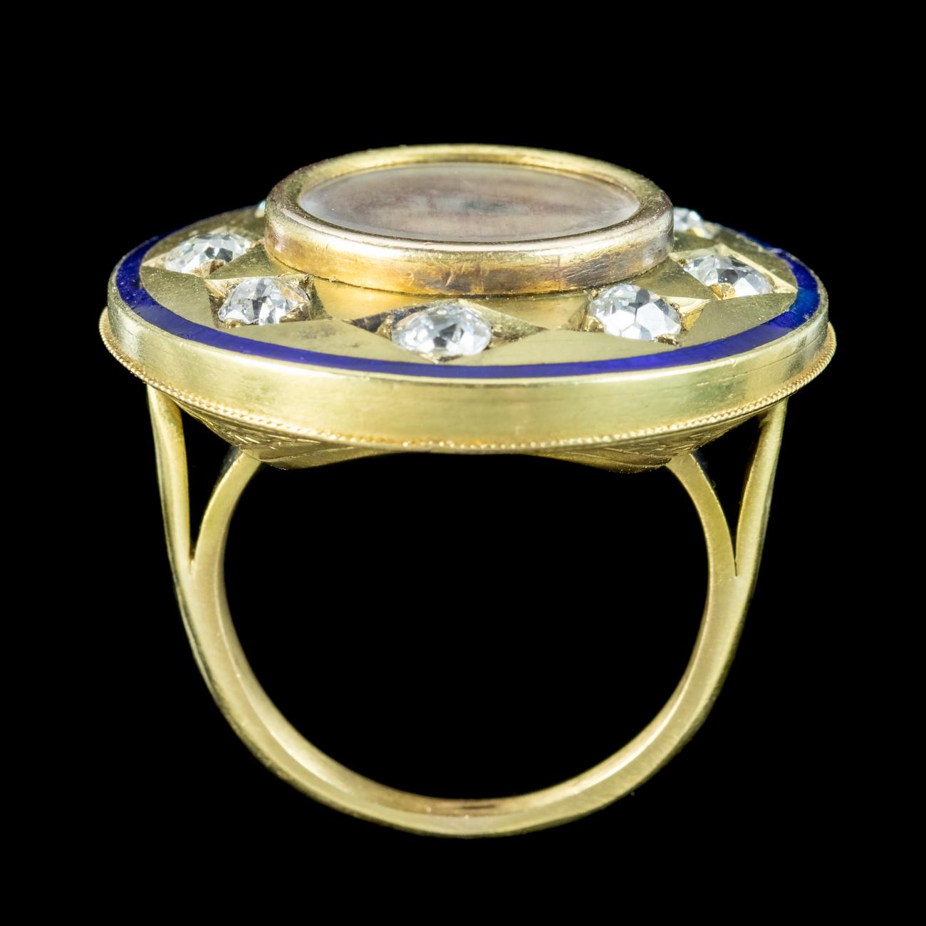 Women's or Men's Antique Georgian Lovers Eye Diamond Ring Signed Sir Edwin Henry Landseer For Sale