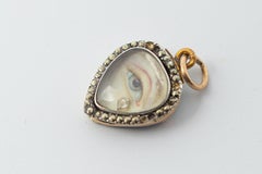 Antique Georgian Lovers Eyes with a Diamond Tear Drop Mourning Heart Pendant