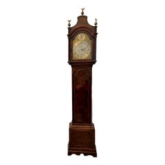 Antike georgianische Mahagoni 8-Tage-Schlag Stille Standuhr Henry Weedon London