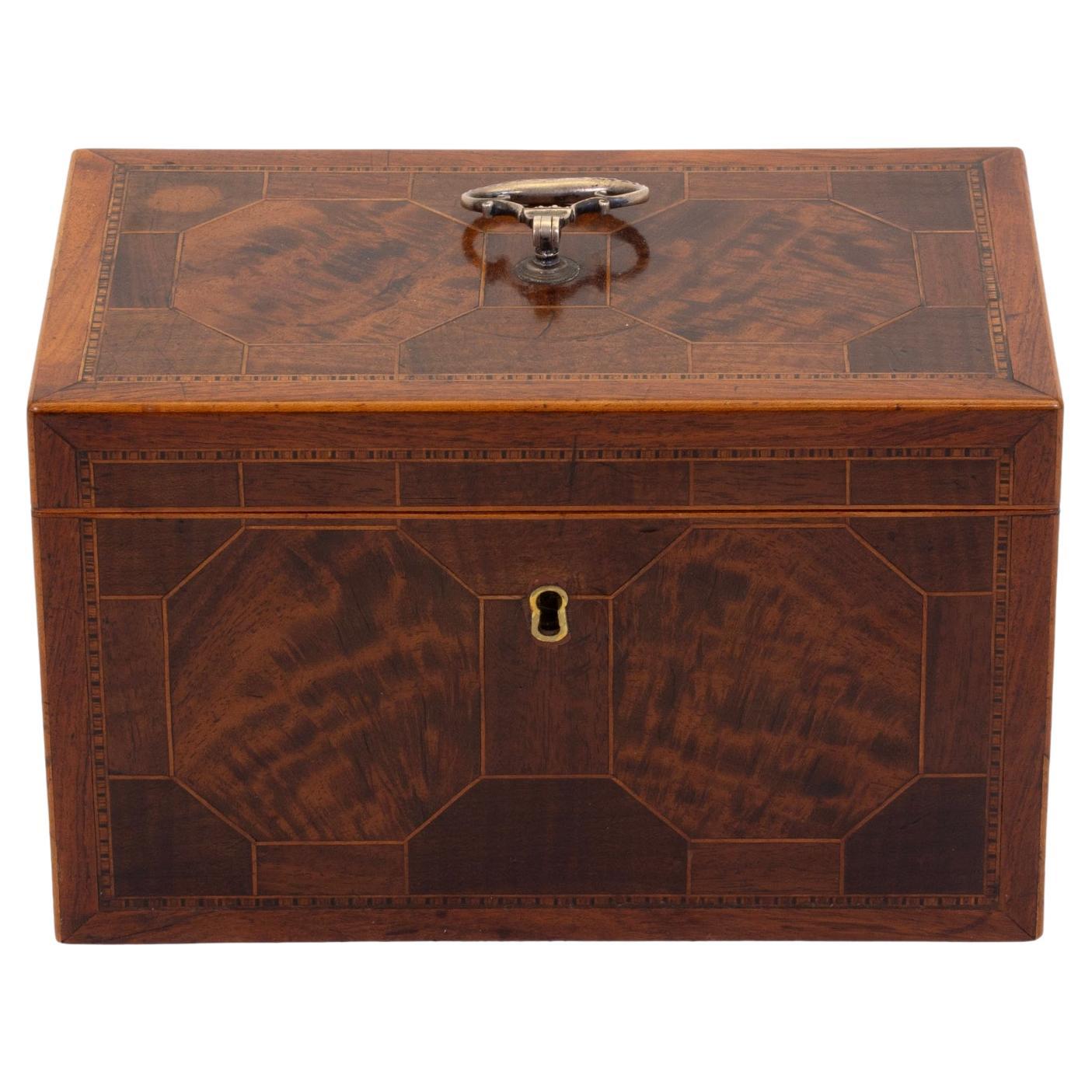 Baúl de Té Antiguo Georgiano de Caoba