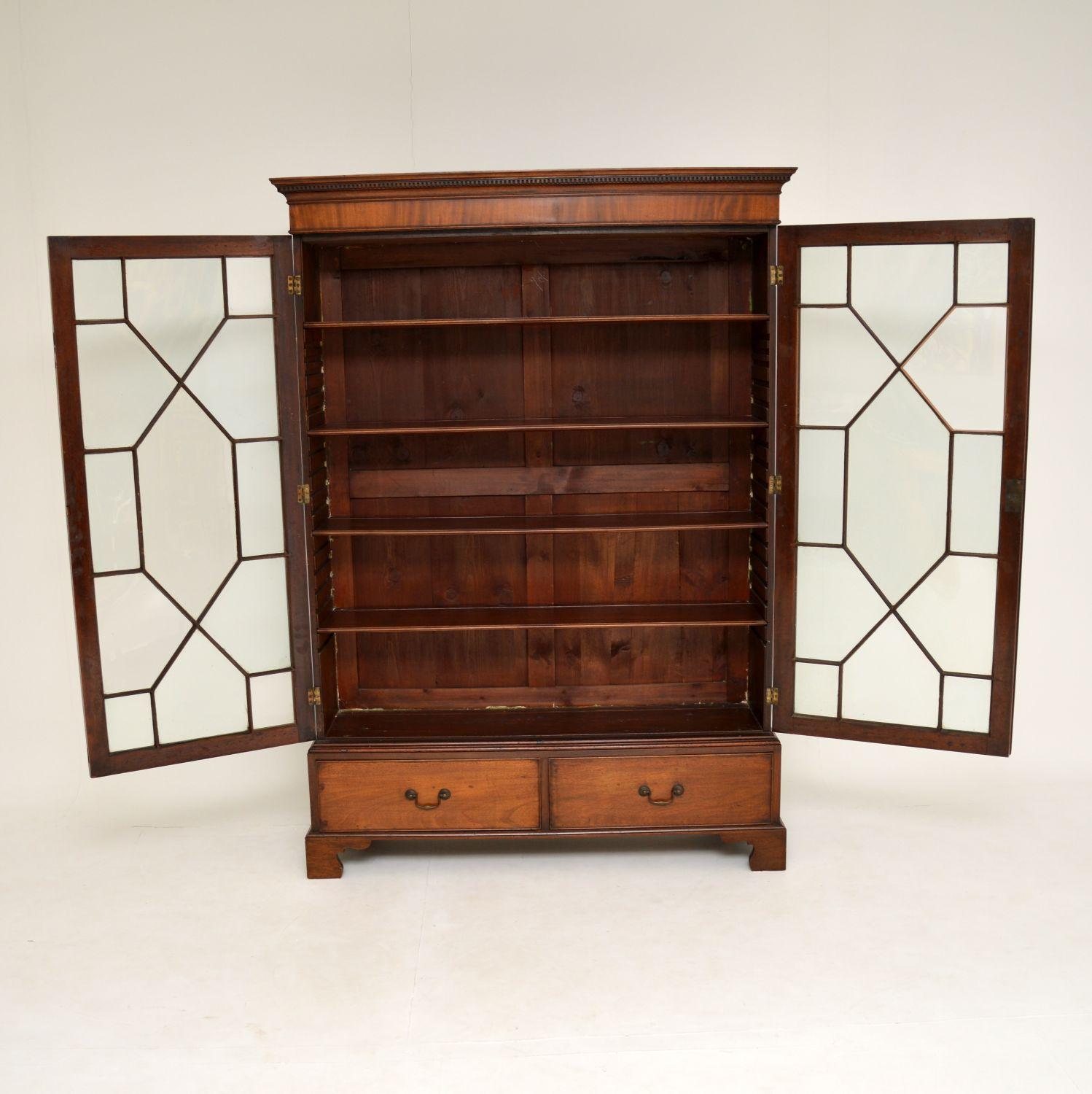 George III Antique Georgian Mahogany Astral Glaze Bookcase
