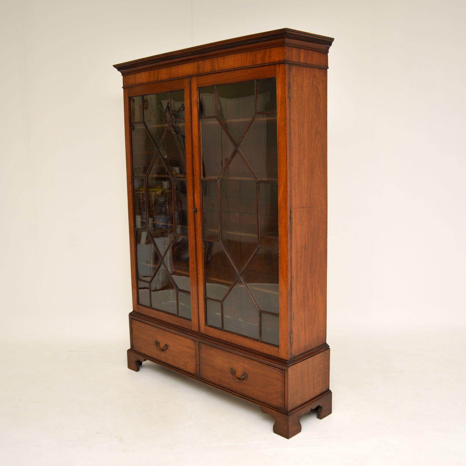 English Antique Georgian Mahogany Astral Glaze Bookcase