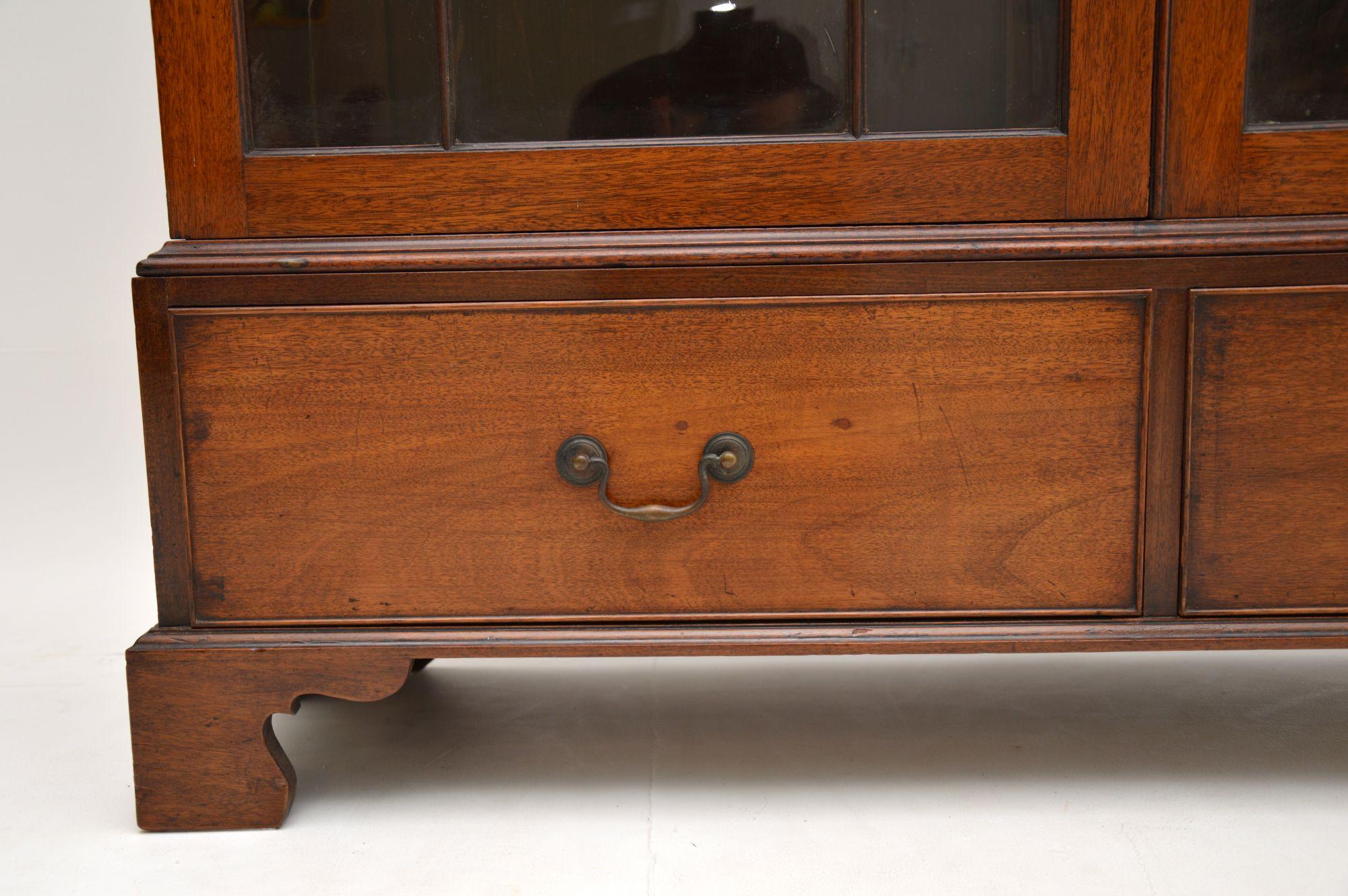 Glass Antique Georgian Mahogany Astral Glaze Bookcase