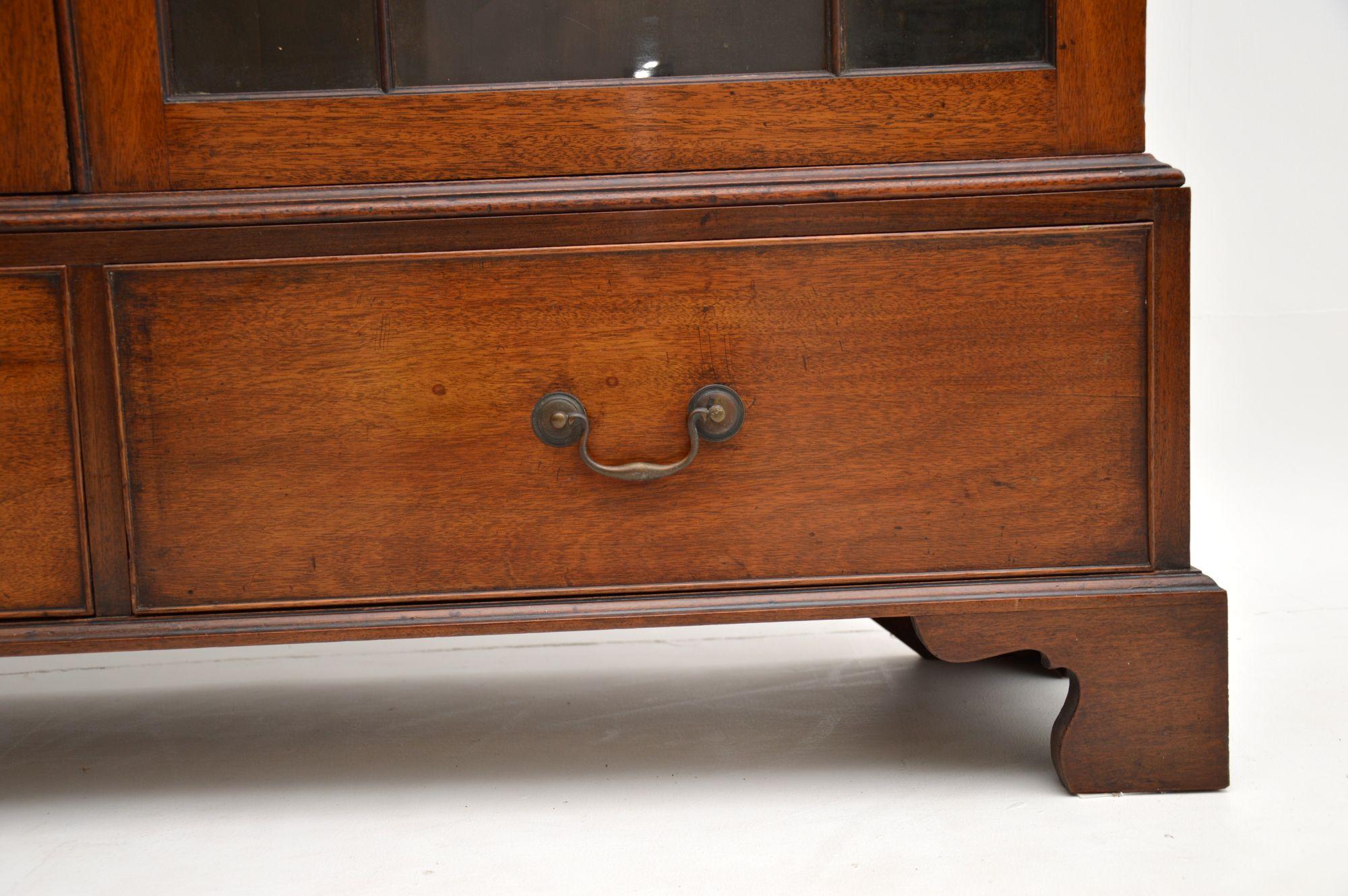 Antique Georgian Mahogany Astral Glaze Bookcase 1