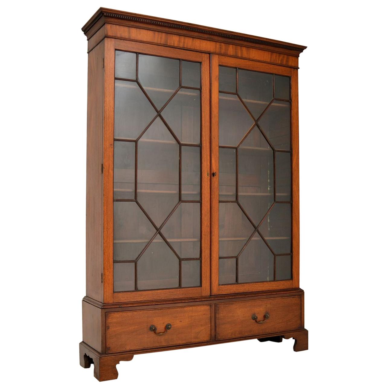 Antique Georgian Mahogany Astral Glaze Bookcase