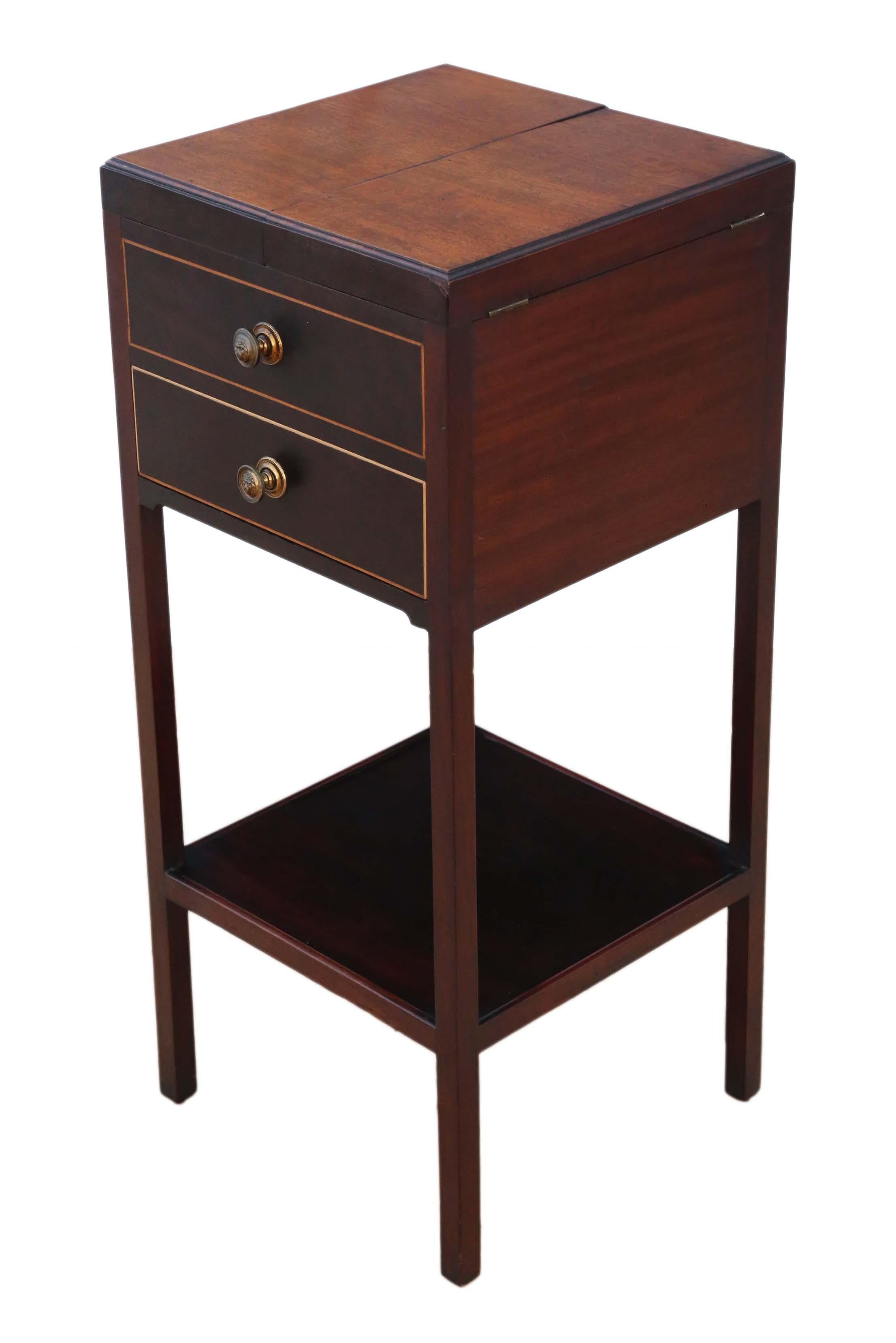 Antique Georgian Mahogany Bedside Table Washstand, circa 1810 In Good Condition In Wisbech, Cambridgeshire