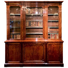 Antique Georgian Mahogany Breakfront Bookcase, circa 1830