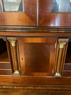 Ancienne armoire à porcelaine de style géorgien en acajou, buffet, bureau secrétaire