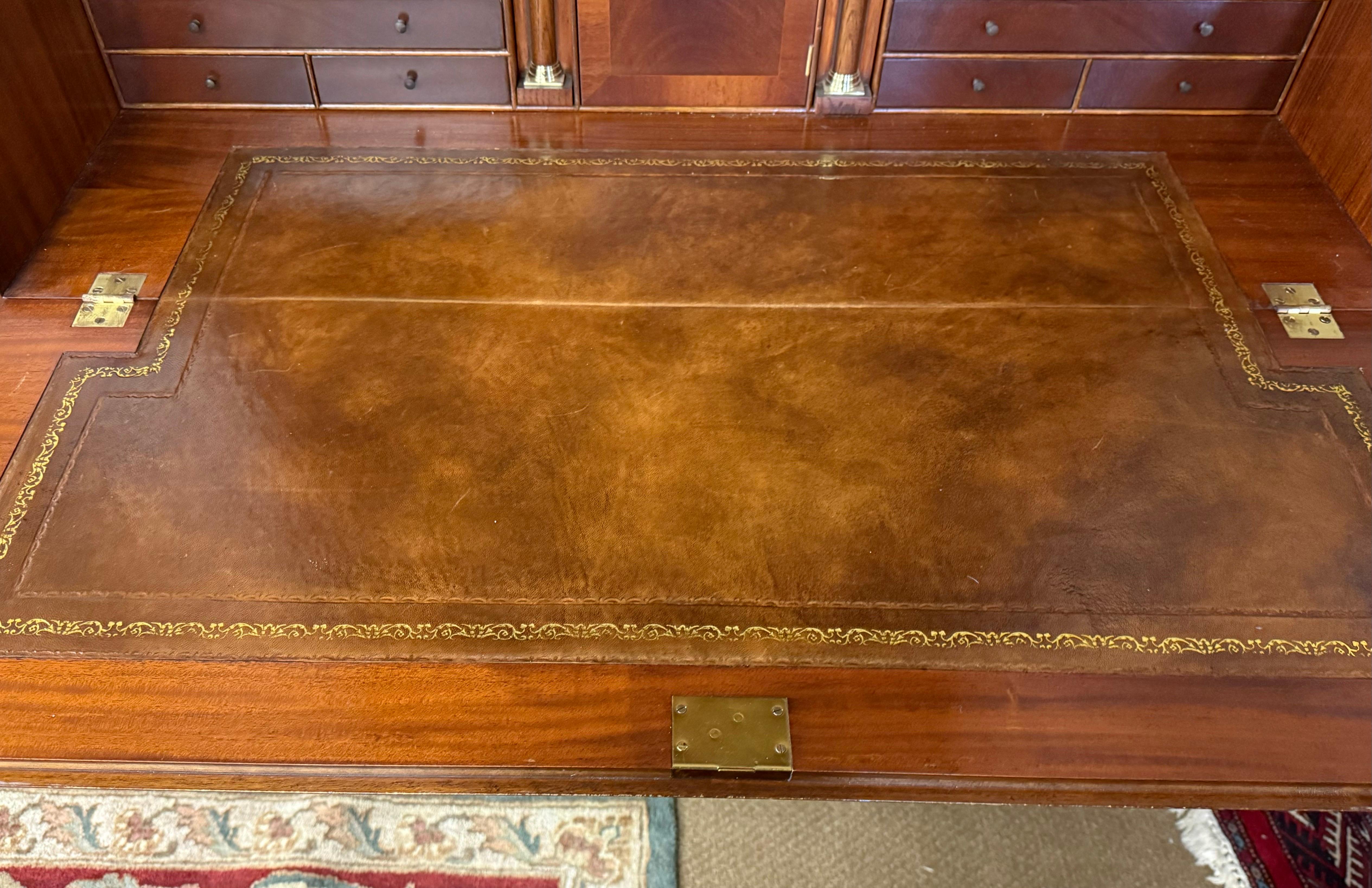 19th Century Antique Georgian Mahogany Breakfront China Cabinet Sideboard Secretary Desk