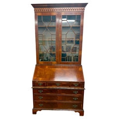 Antiker georgianischer Mahagoni Breakfront China Schrank Sideboard Sekretär Schreibtisch