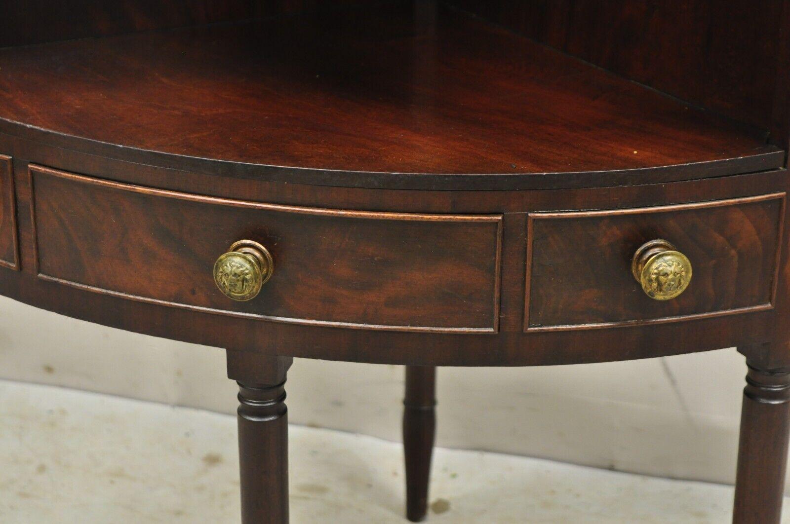 Antique Georgian Mahogany Corner Washstand Side Table with Drawer For Sale 8