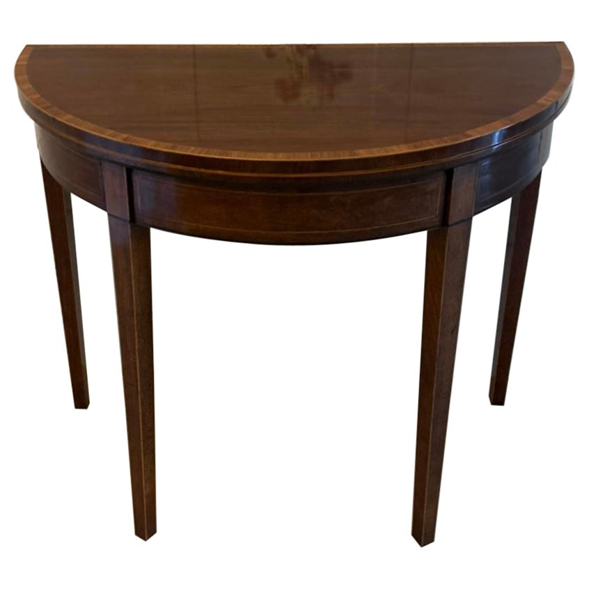 Antique Georgian Mahogany Demi Lune Console Table & Fold Over Card Table