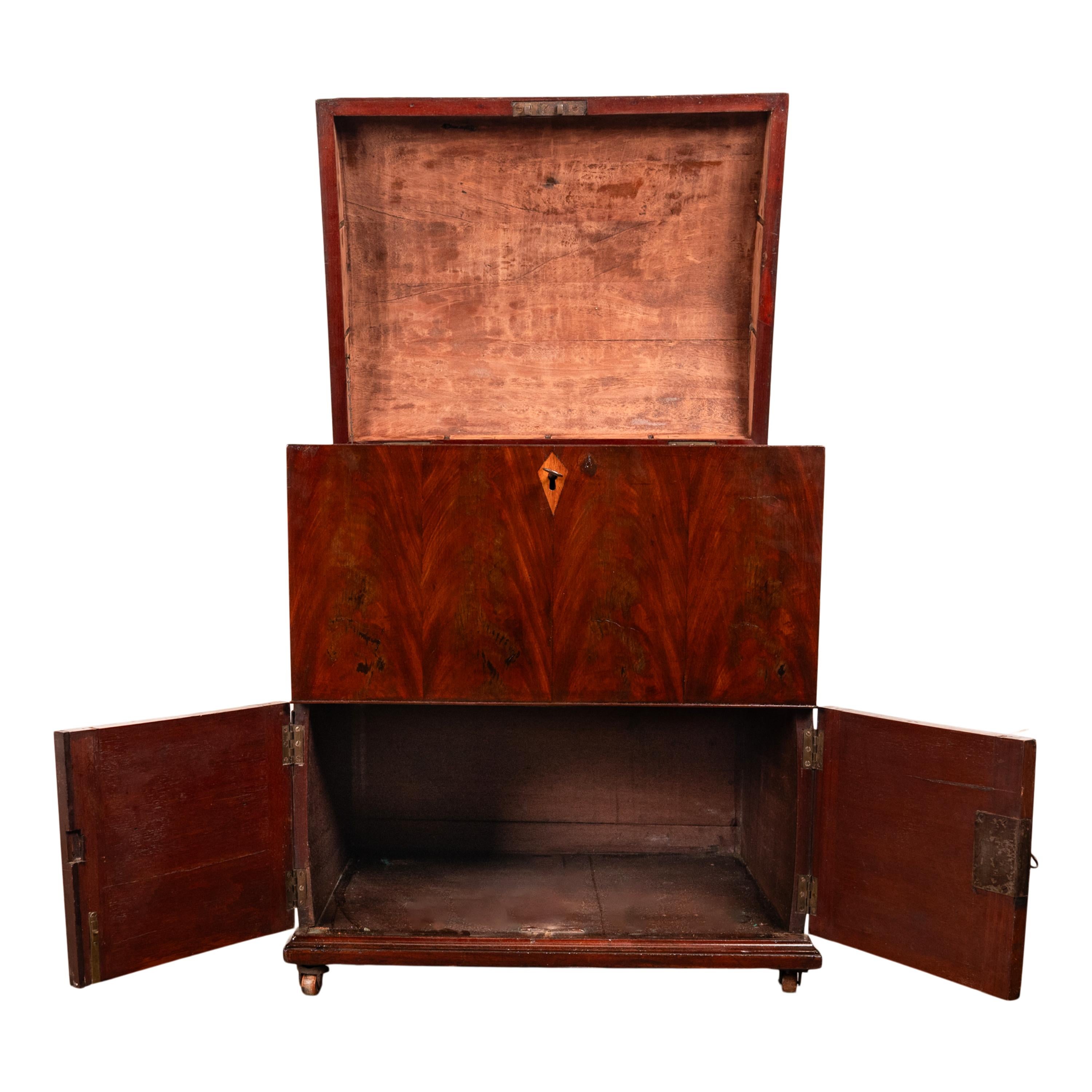 Antique Georgian Mahogany Domed Top Wine Liquor Cellarette Cabinet Box 1780 For Sale 7
