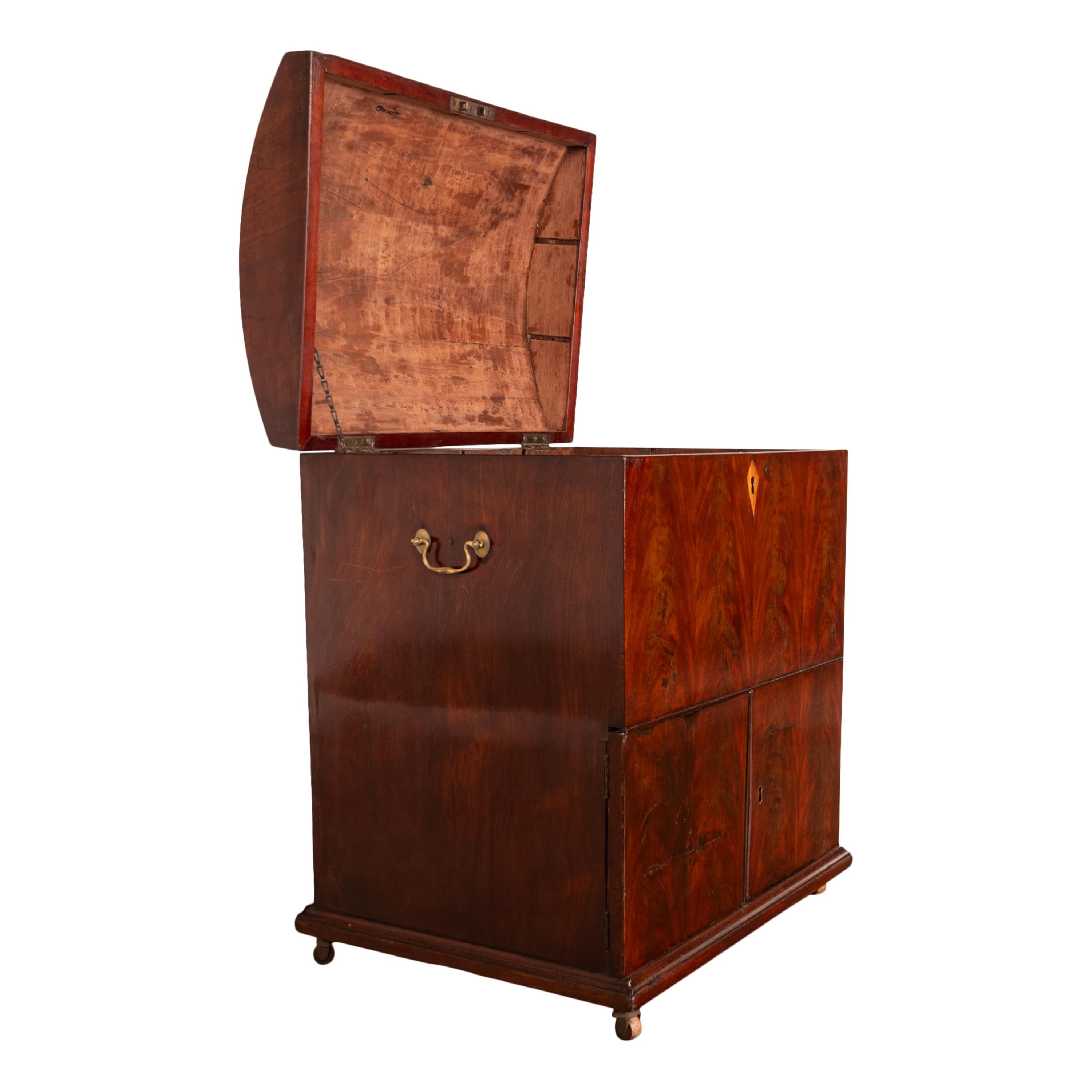 Antique Georgian Mahogany Domed Top Wine Liquor Cellarette Cabinet Box 1780 For Sale 1