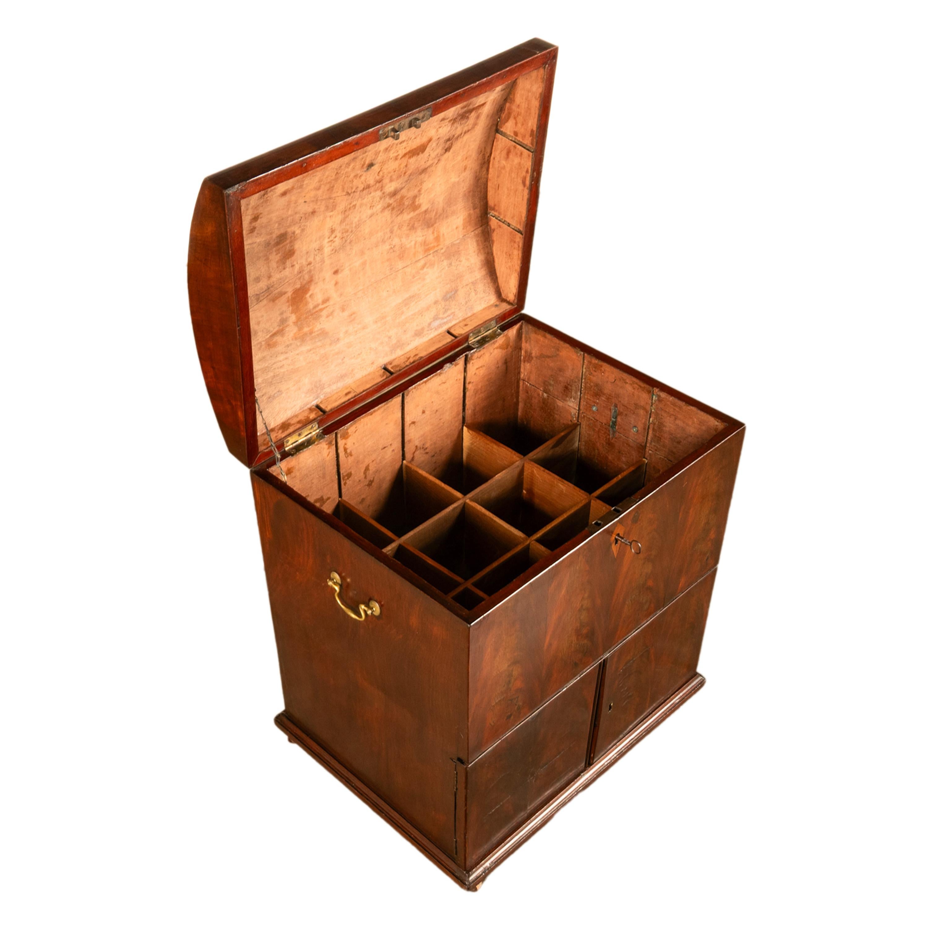 Antique Georgian Mahogany Domed Top Wine Liquor Cellarette Cabinet Box 1780 For Sale 2