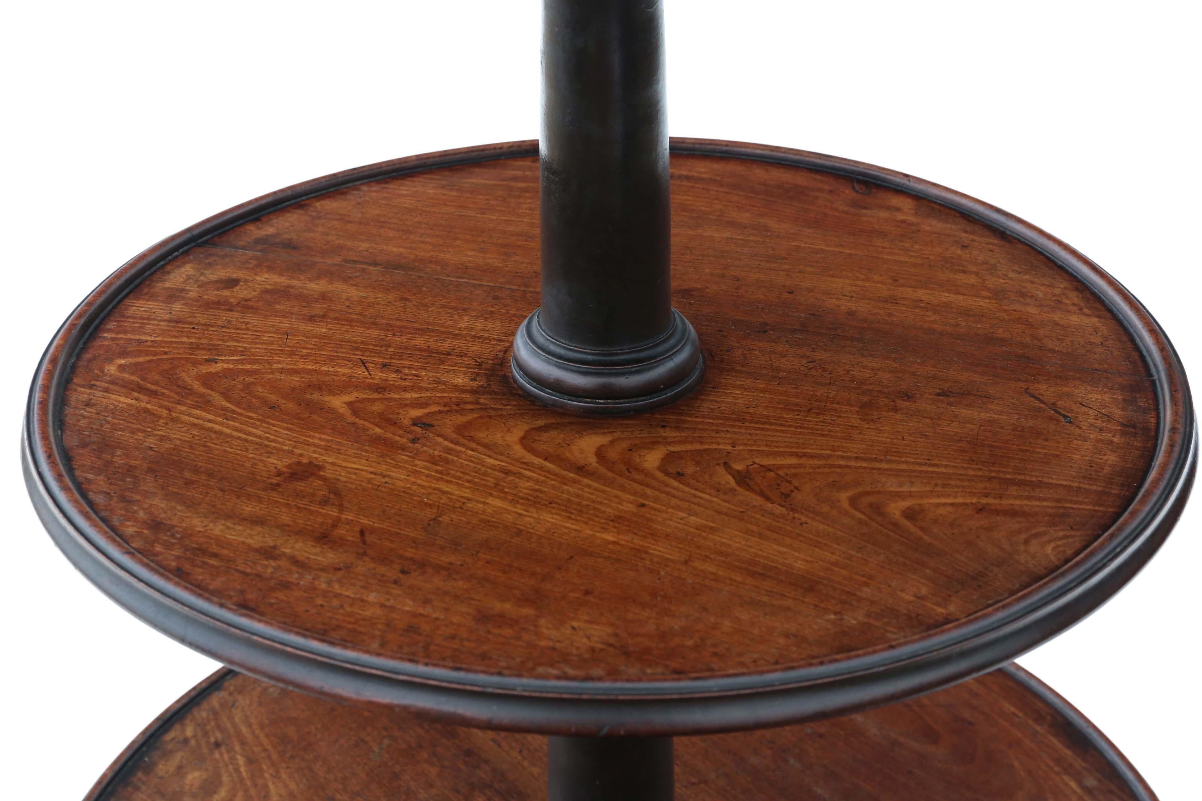 Antique Georgian Mahogany Dumb Waiter Serving Table In Good Condition For Sale In Wisbech, Cambridgeshire