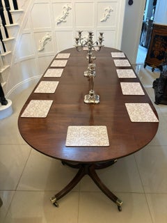 Antique Georgian Mahogany Extending Triple Pillar Dining Table 12–14 Seater