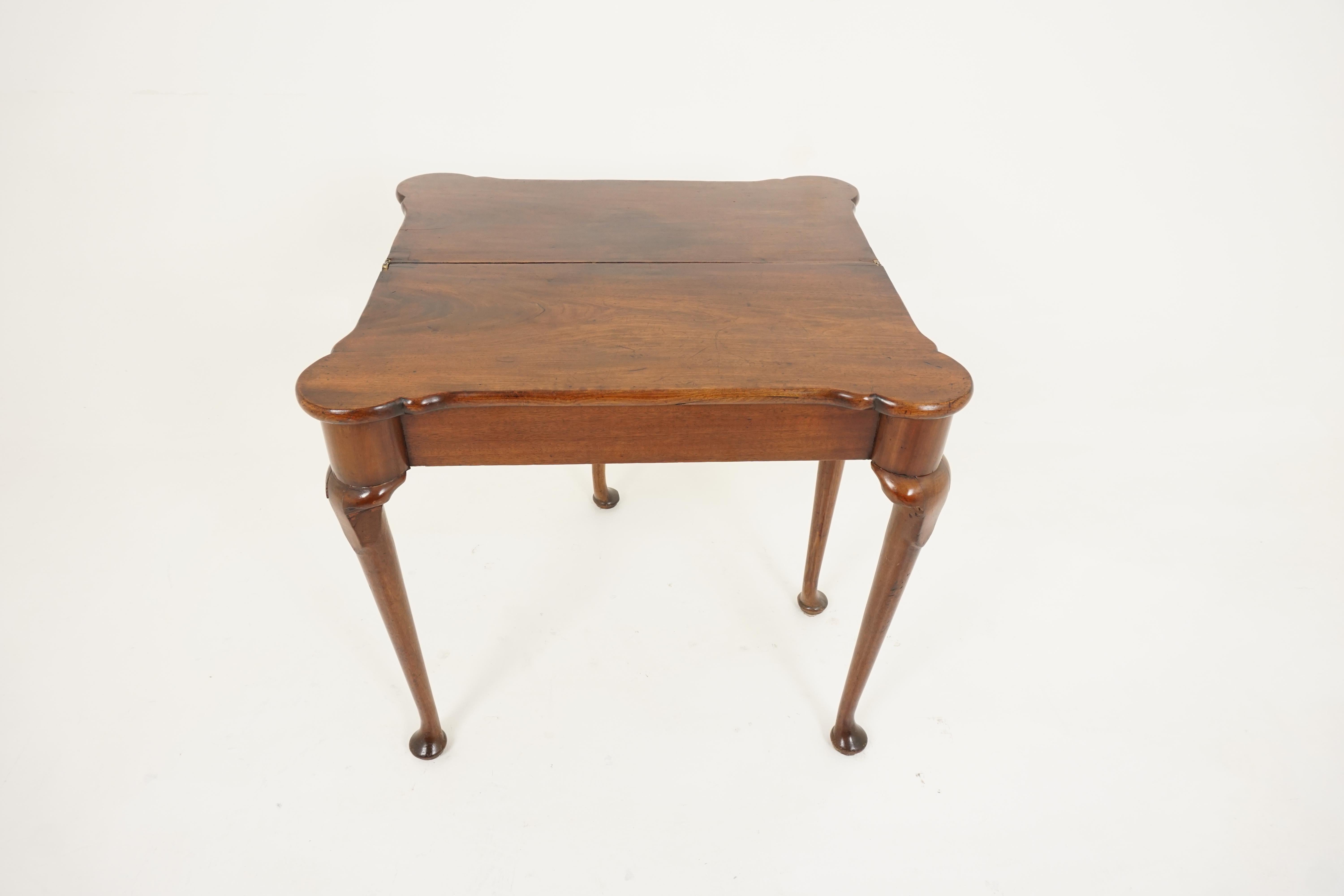 Early 19th Century Antique Georgian Mahogany Fold Over Tea Table, Scotland 1810, B2721