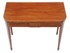 Table console de thé géorgienne ancienne en acajou à cartes pliantes