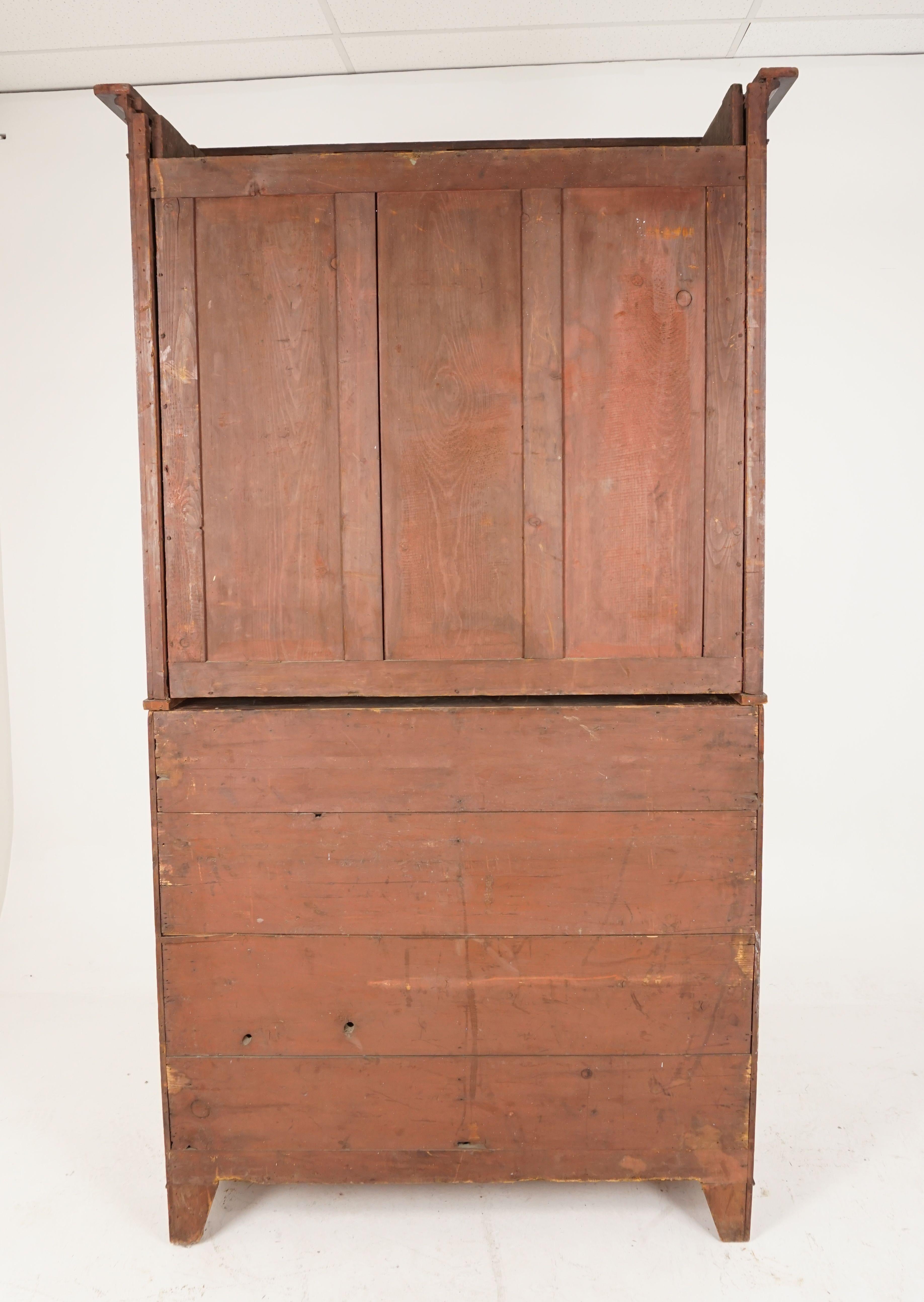 Antique Georgian Mahogany Housekeeper Secretaire Bookcase, Scotland 1780, H071 For Sale 4