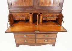 Antique Georgian Mahogany Housekeeper Secretaire Bookcase, Scotland 1780, H071
