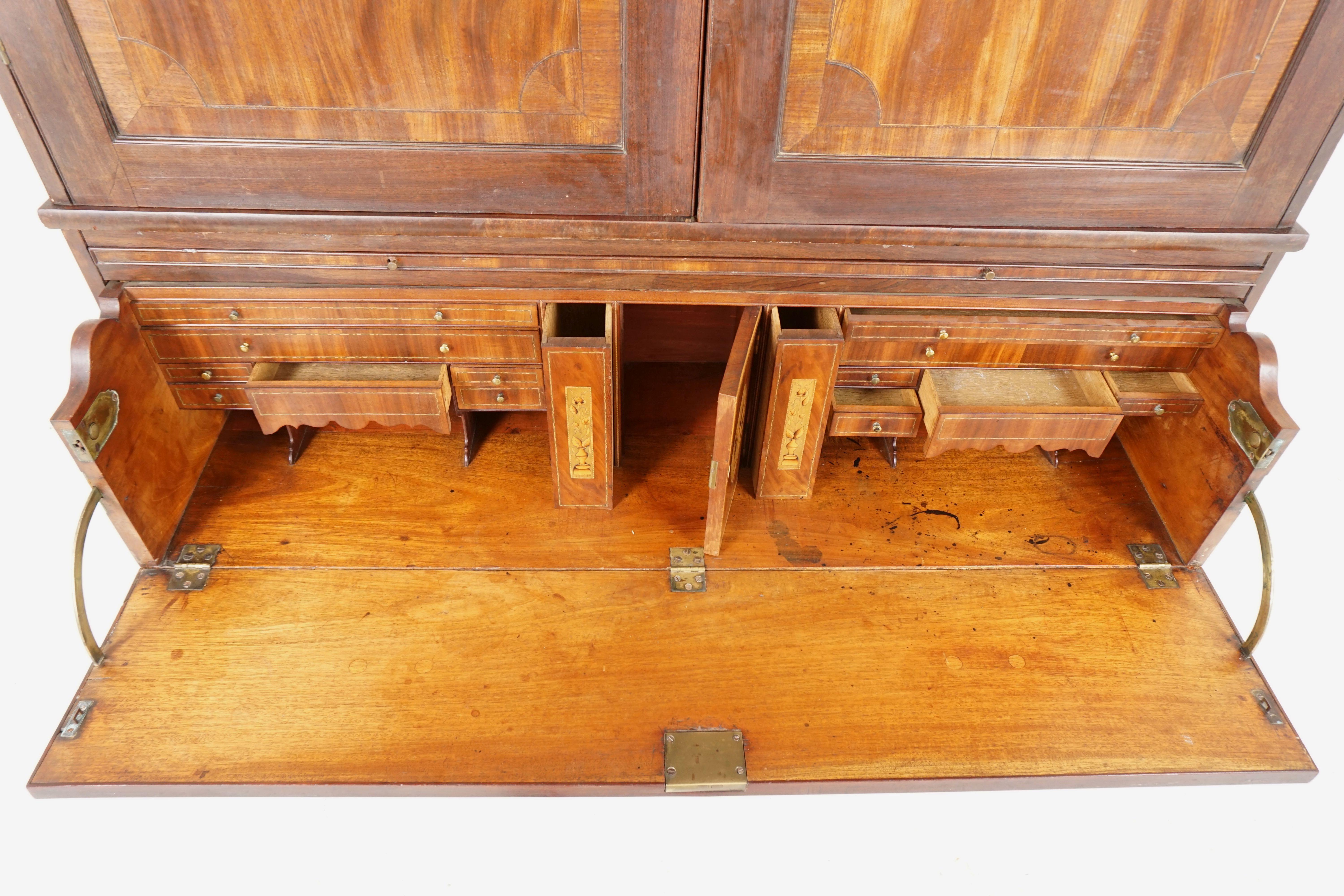 Antikes georgianisches Mahagoni-Schreibtisch Sekretär Bücherregal, Schottland 1780, H071 (Georgian) im Angebot
