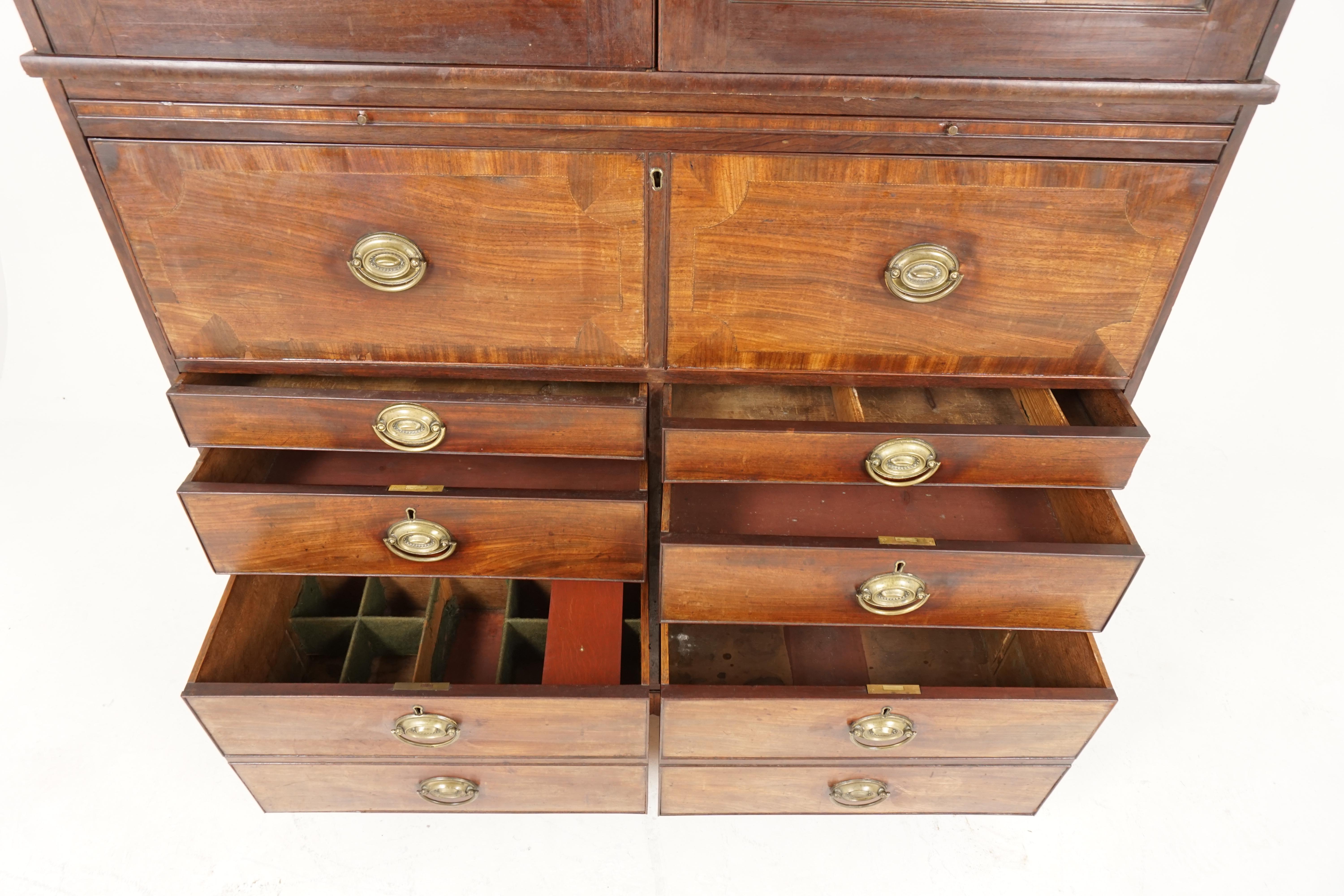 Antique Georgian Mahogany Housekeeper Secretaire Bookcase, Scotland 1780, H071 For Sale 3