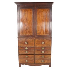 Antique Georgian Mahogany Housekeeper Secretaire Bookcase, Scotland 1780, B1798