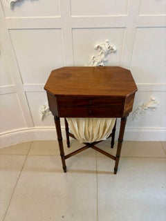 Antique Georgian Mahogany Lamp / Work Table With Removable Sewing Basket