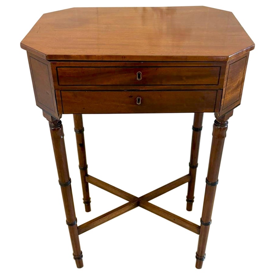 Antique Georgian Mahogany Lamp / Work Table With Removable Sewing Basket
