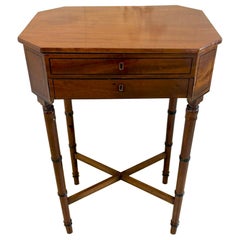 Antique Georgian Mahogany Lamp / Work Table With Removable Sewing Basket