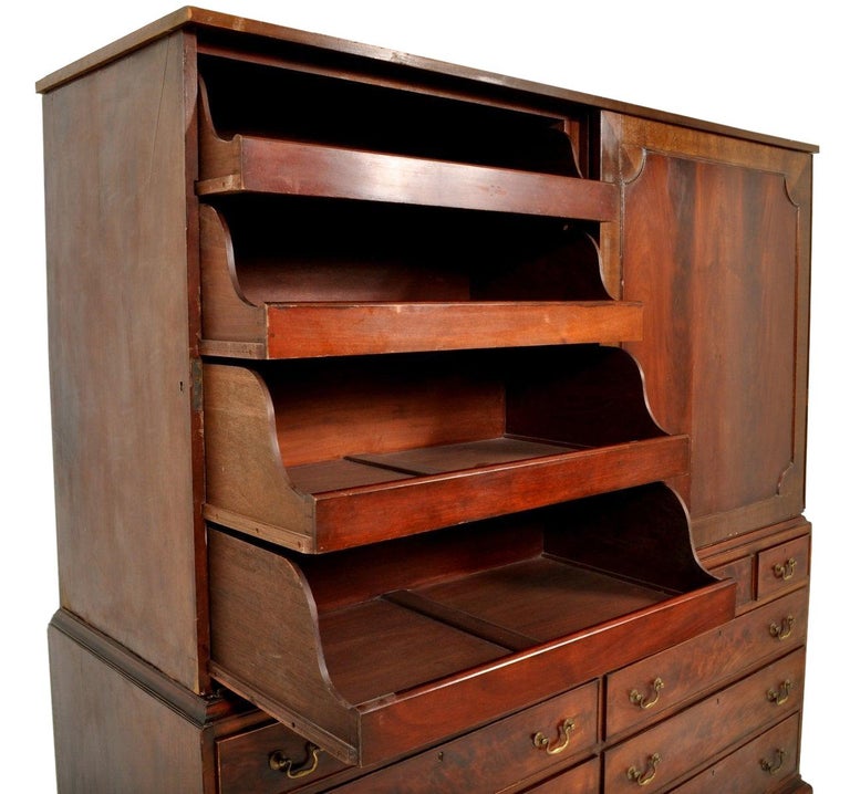 Antique Mahogany Linen Press/ Chest of Drawers, circa