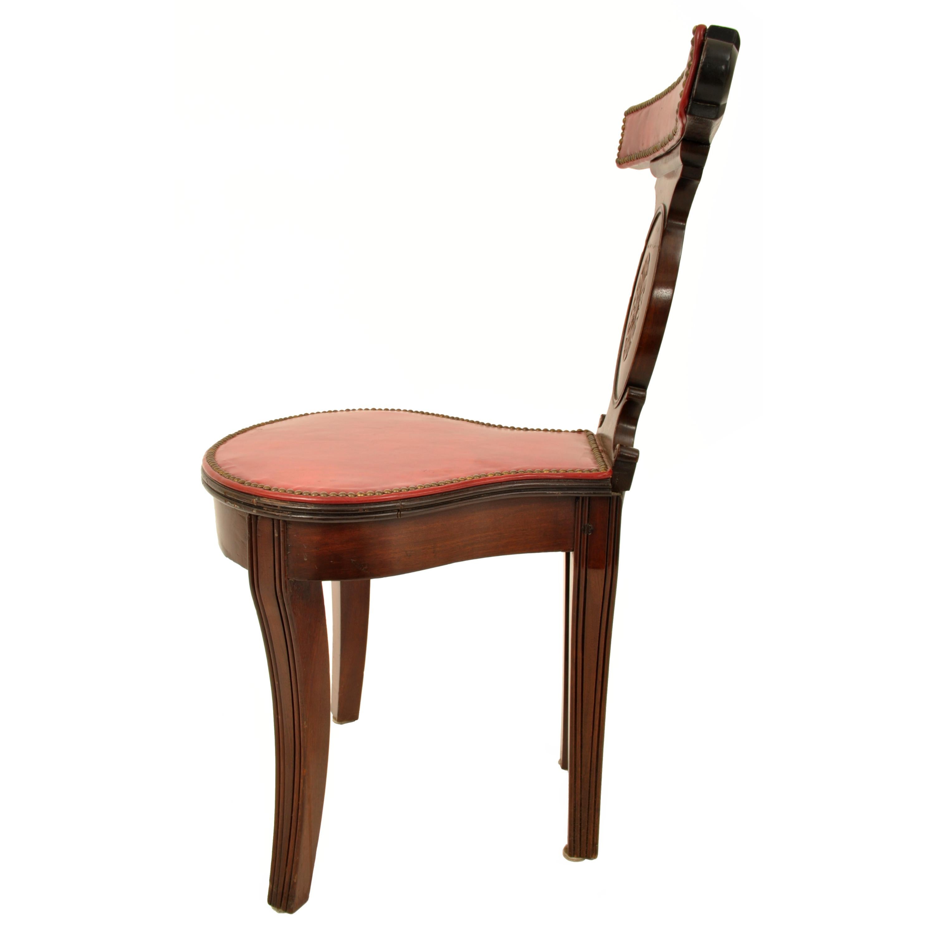Antique Georgian Mahogany Red Leather Library Reading Cockfighting Chair, 1800 4