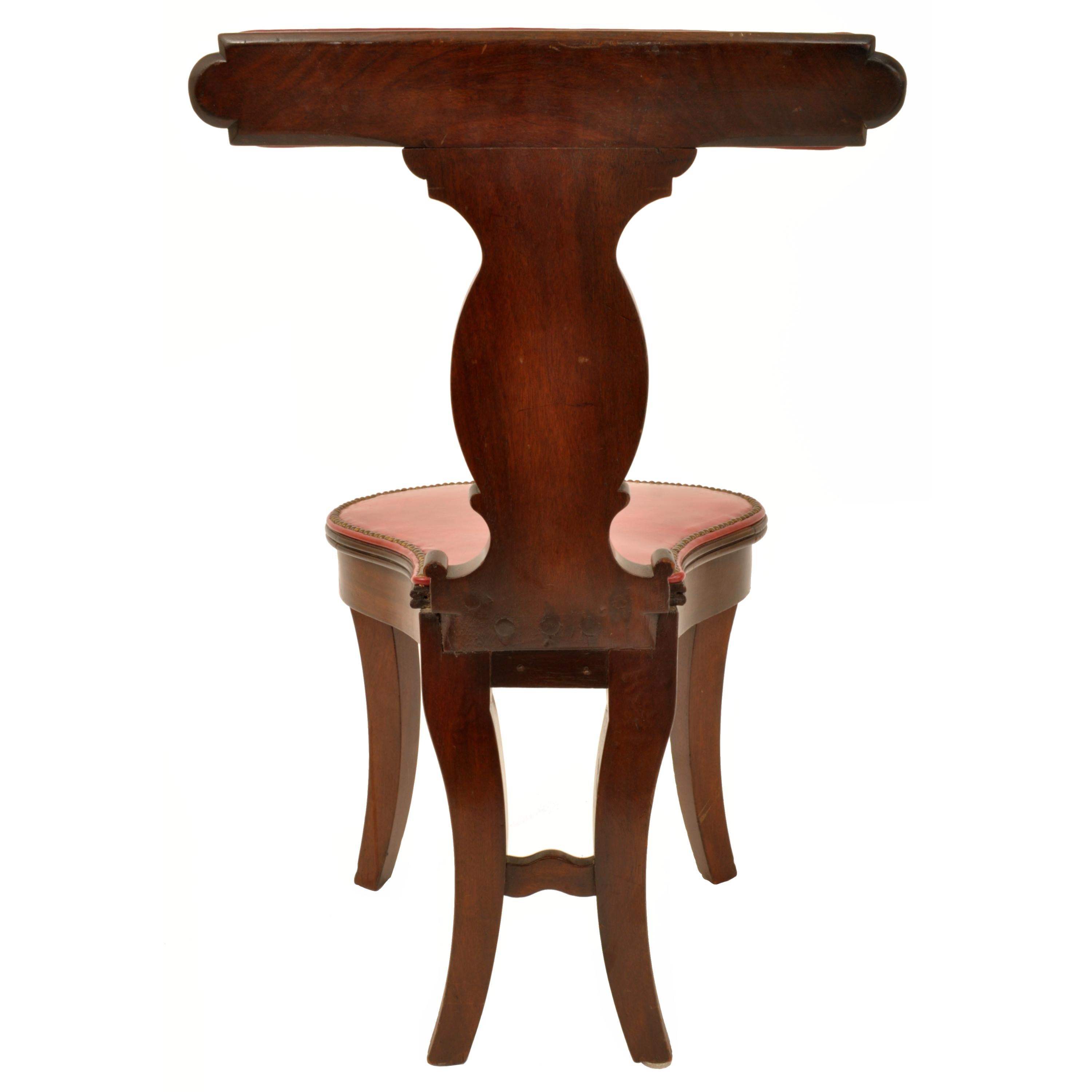 Antique Georgian Mahogany Red Leather Library Reading Cockfighting Chair, 1800 5