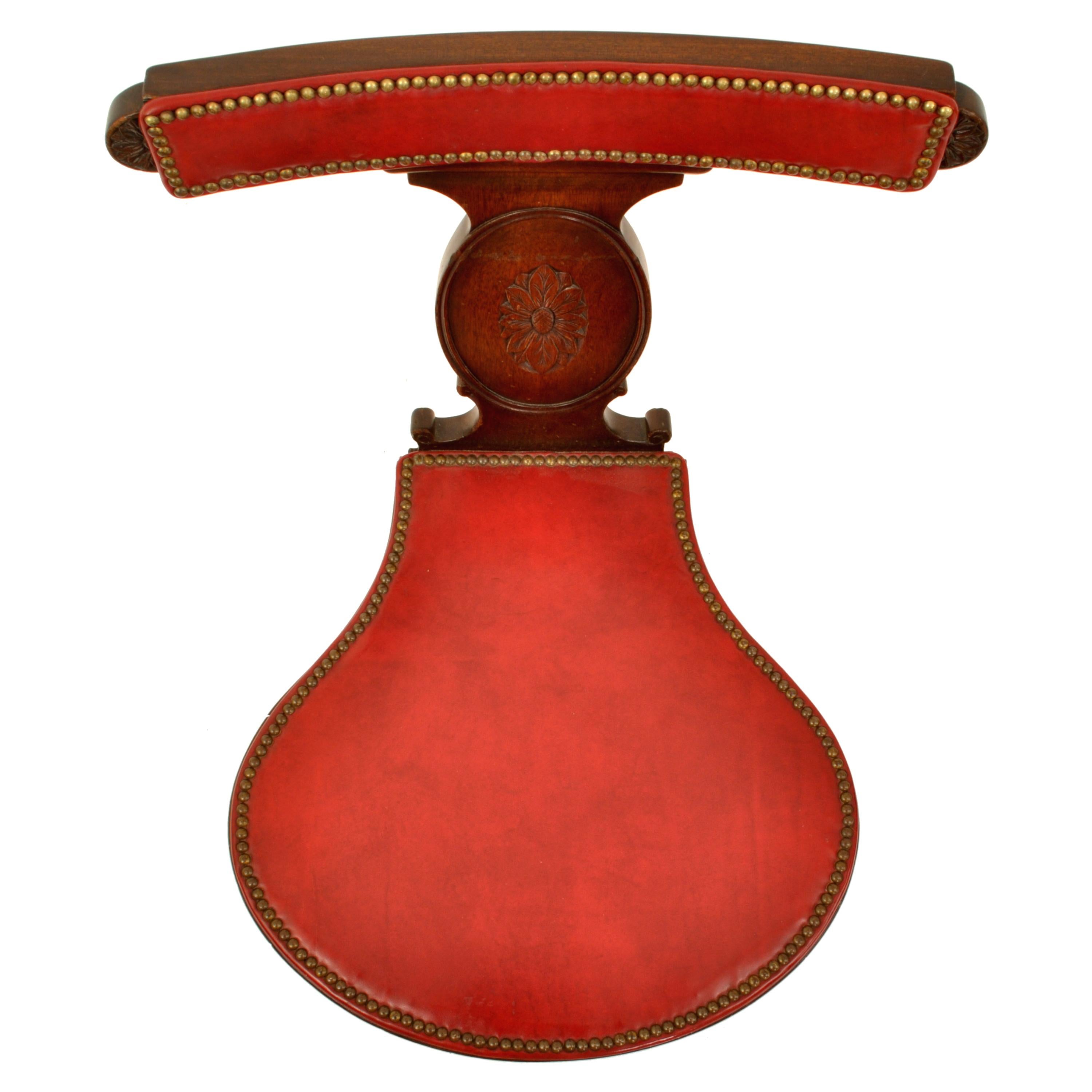 Early 19th Century Antique Georgian Mahogany Red Leather Library Reading Cockfighting Chair, 1800
