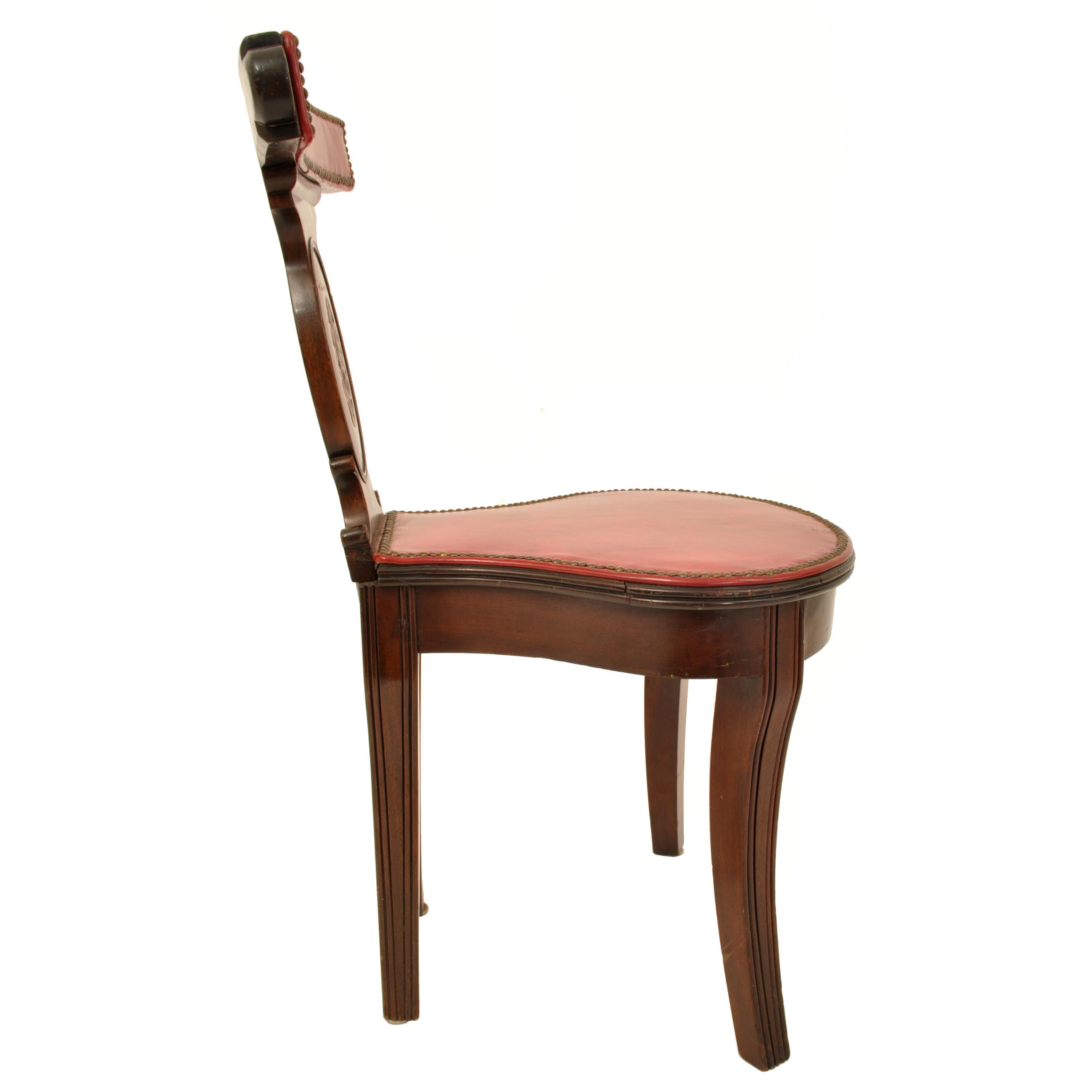 Antique Georgian Mahogany Red Leather Library Reading Cockfighting Chair, 1800 3