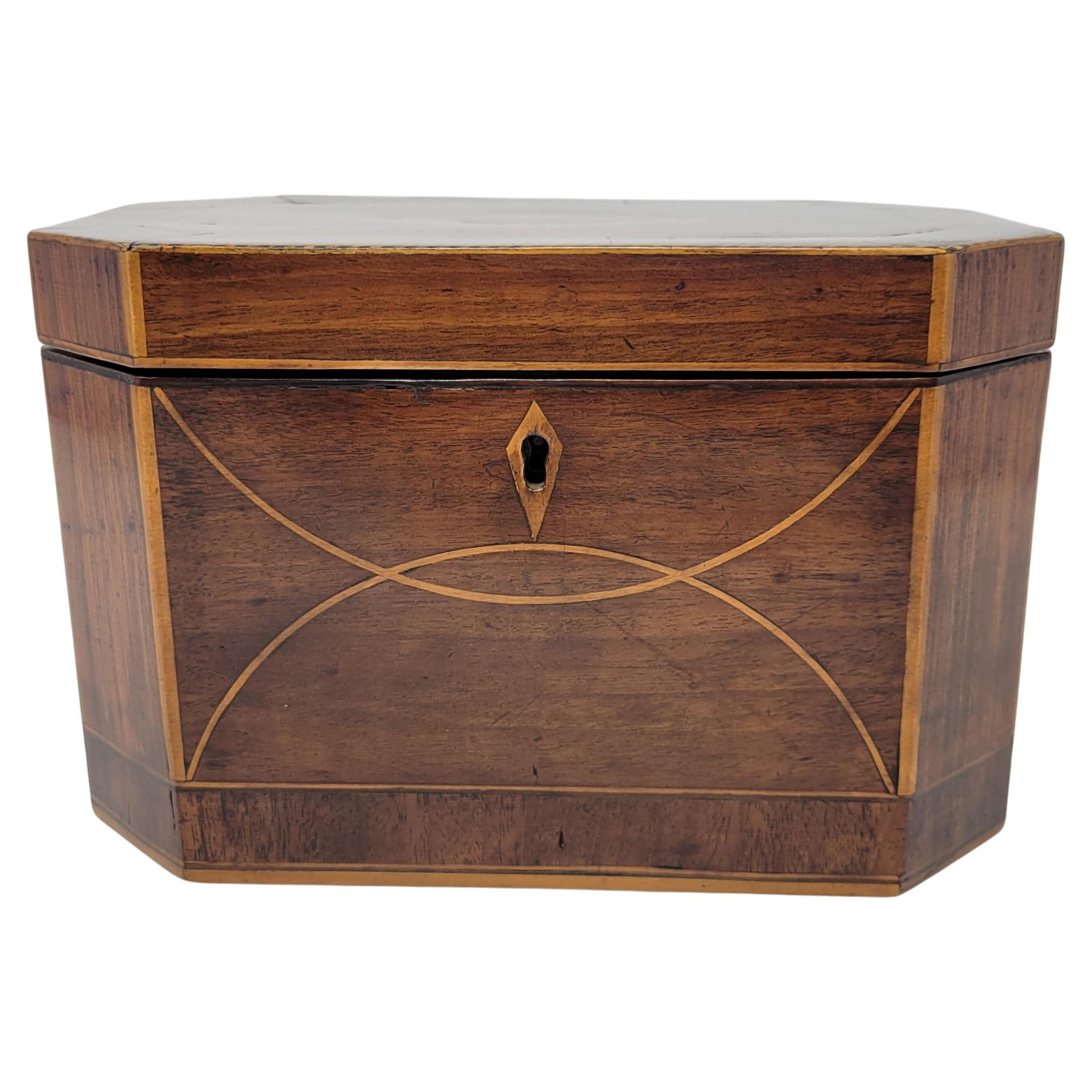 Antique Georgian Mahogany Rosewood Banded Tea Caddy