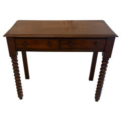 Antique Georgian Mahogany Side Table With Barley Twist Legs