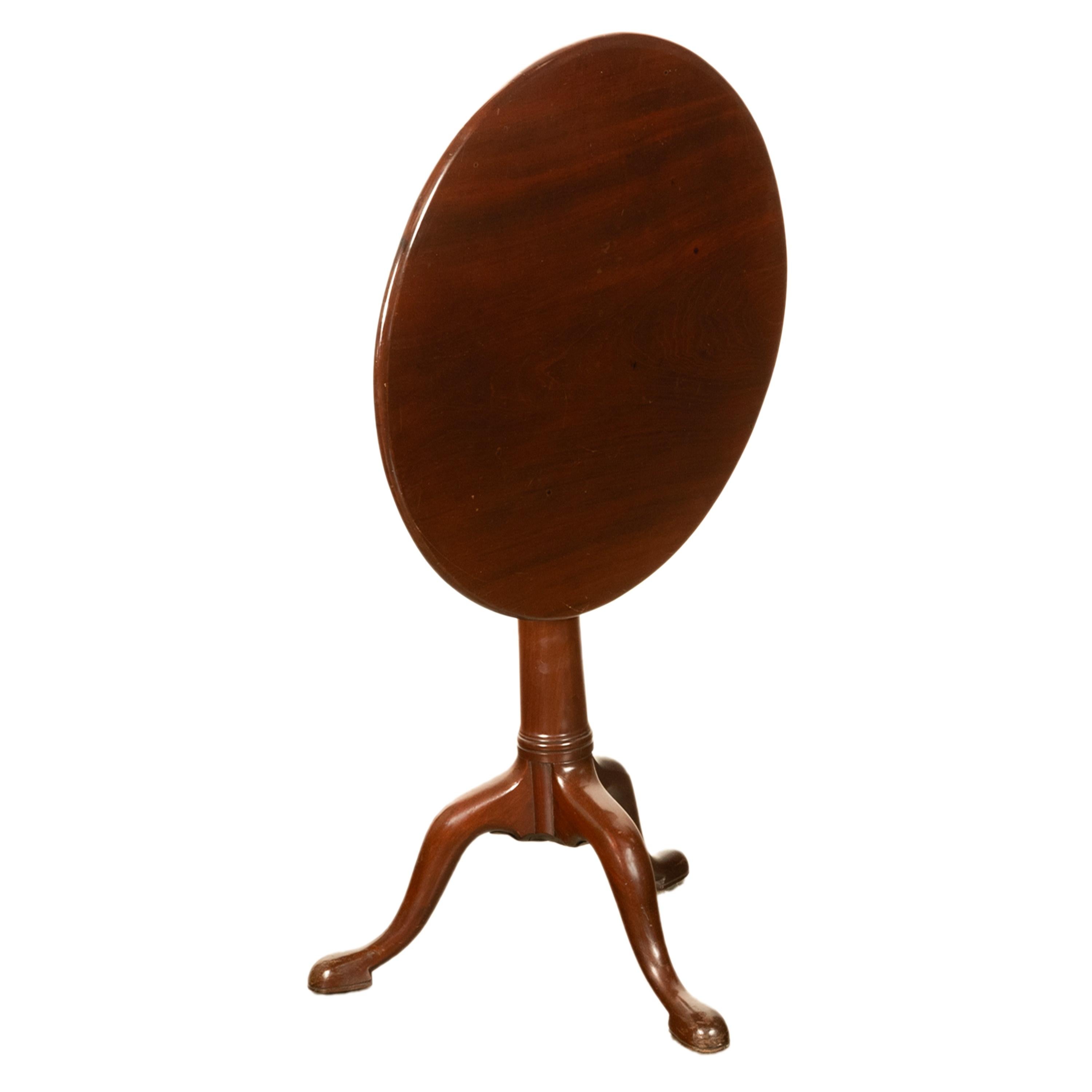 Chippendale Antique Georgian Mahogany Tilt Top Tripod Pedestal Wine Table Candlestand 1760 For Sale