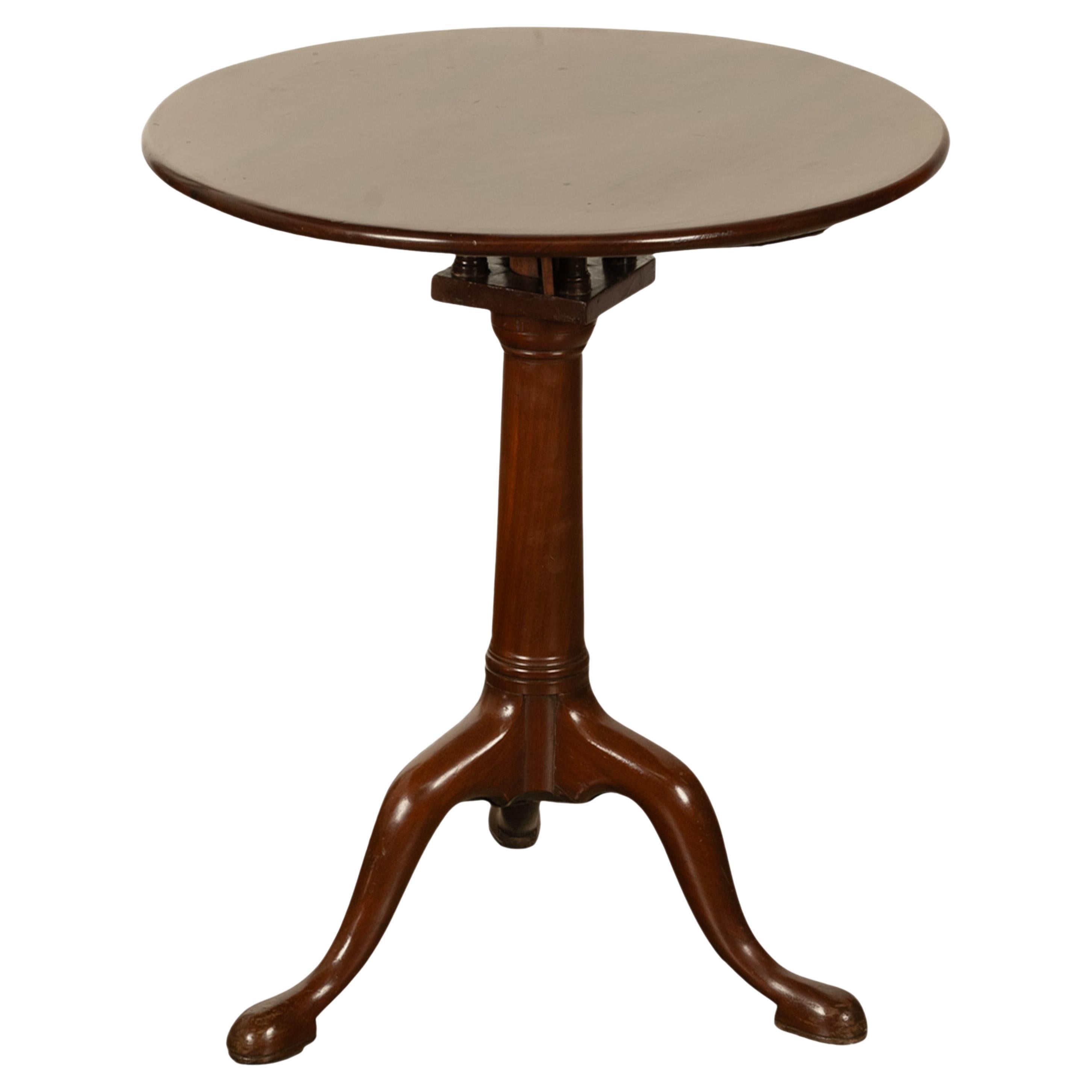 Antique Georgian Mahogany Tilt Top Tripod Pedestal Wine Table Candlestand 1760 For Sale