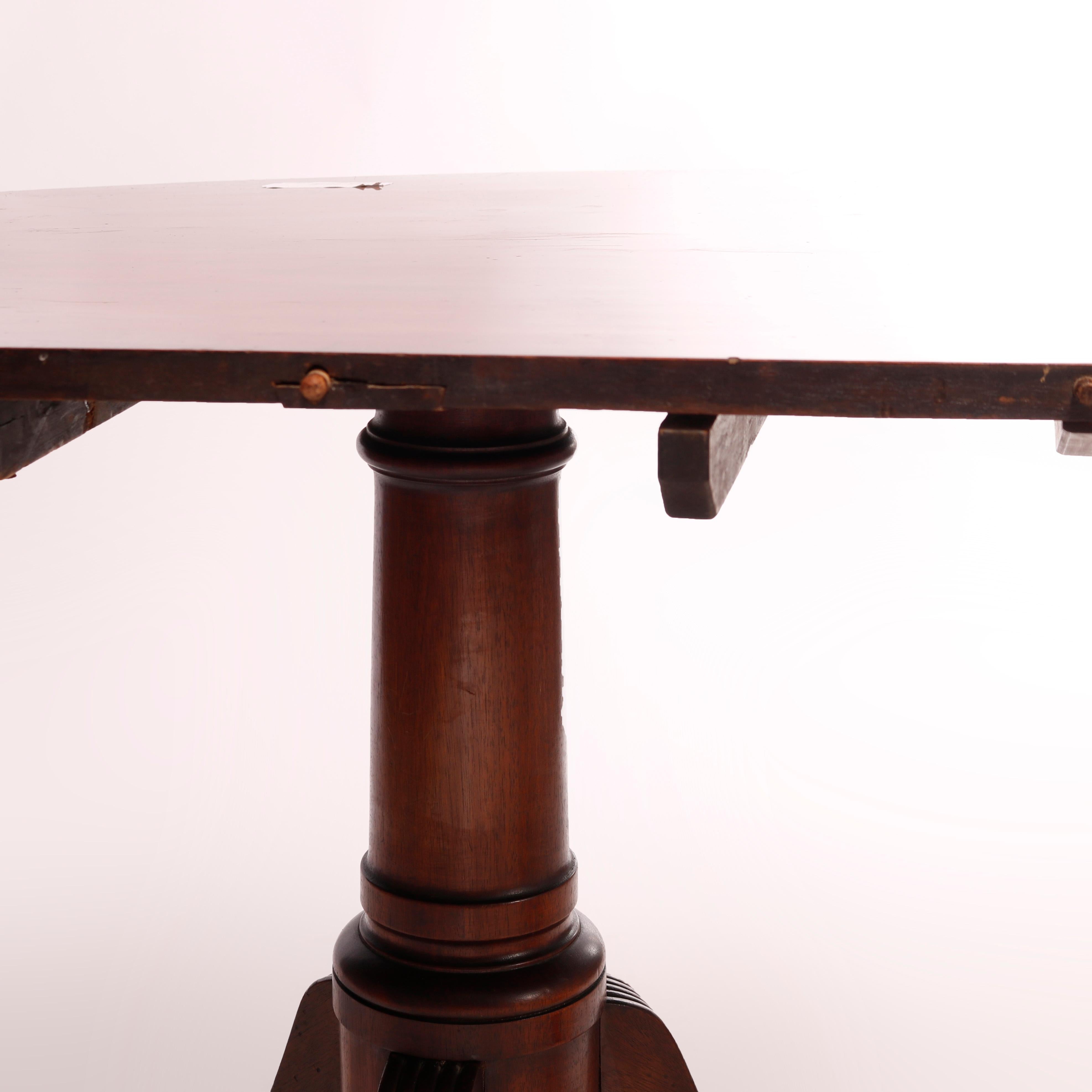 Antique Georgian Mahogany Triple Pedestal Dining Table with 2 Leaves, 19th C 14