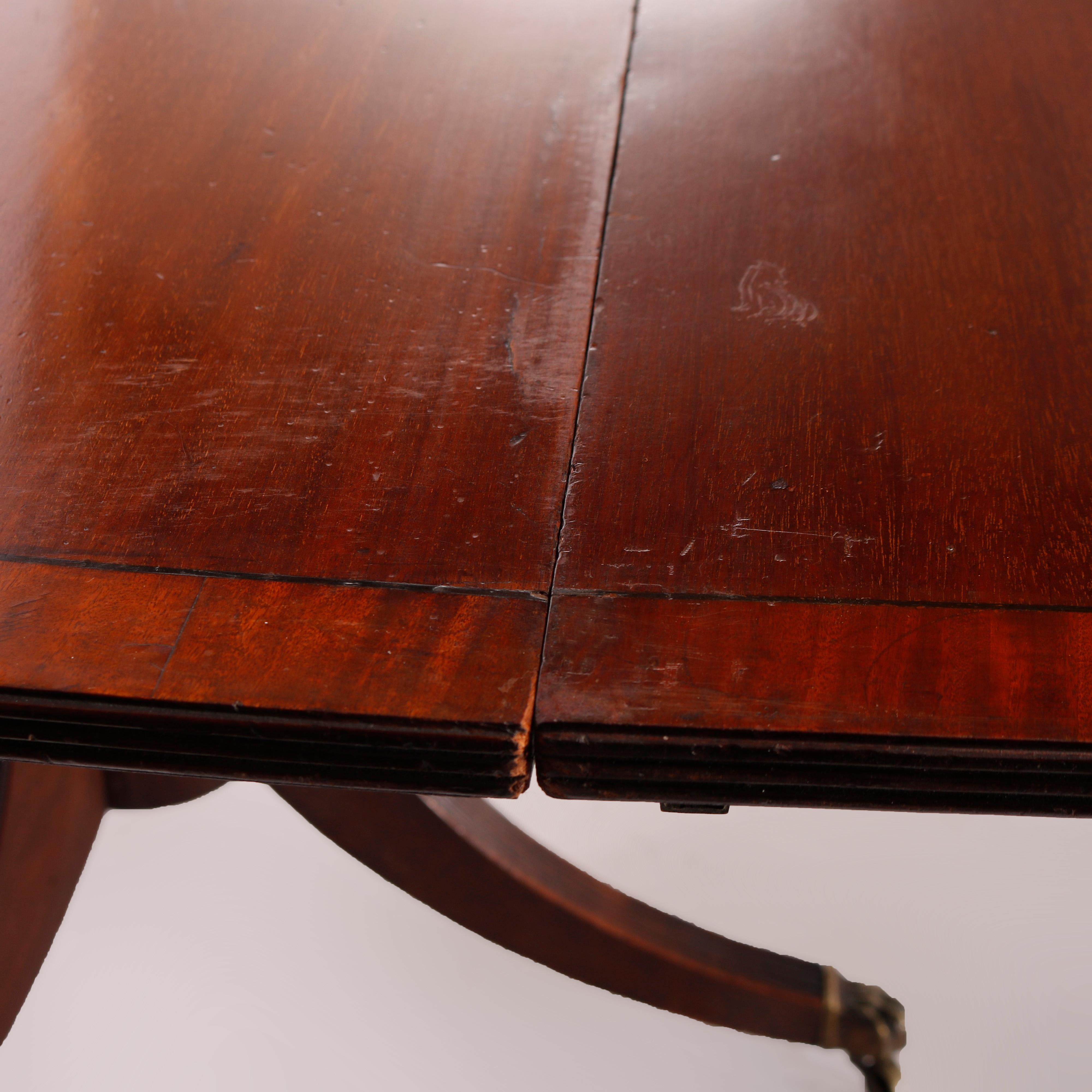 Antique Georgian Mahogany Triple Pedestal Dining Table with 2 Leaves, 19th C 5