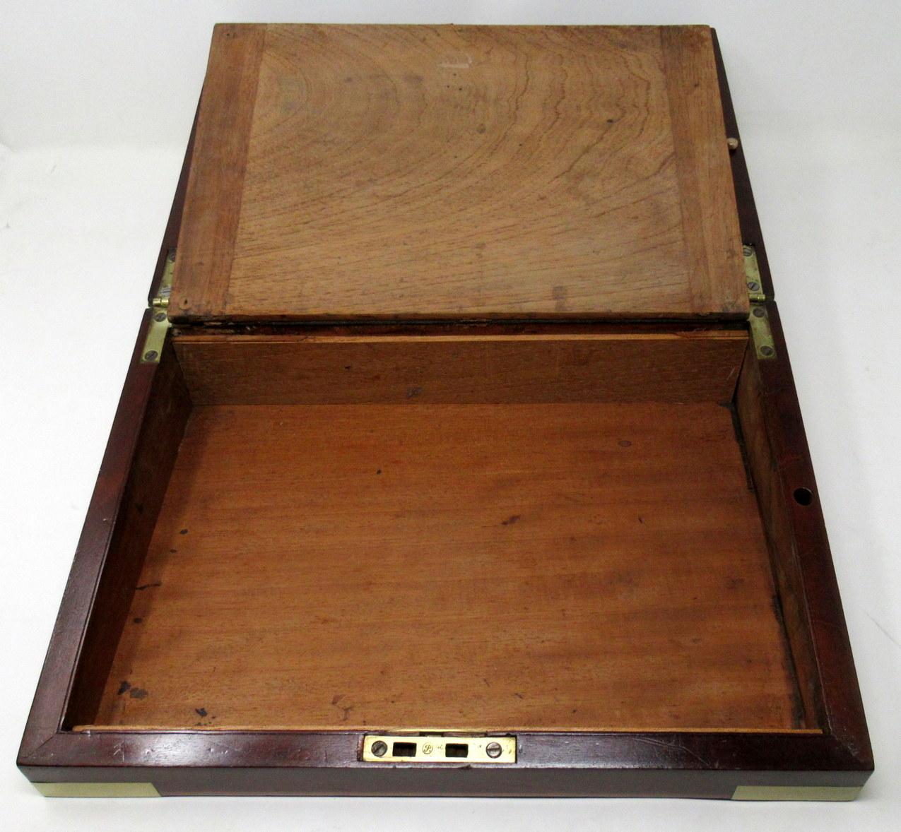 Antique Georgian Mahogany Victorian Brass Bound Traveling Writing Slope Box 4