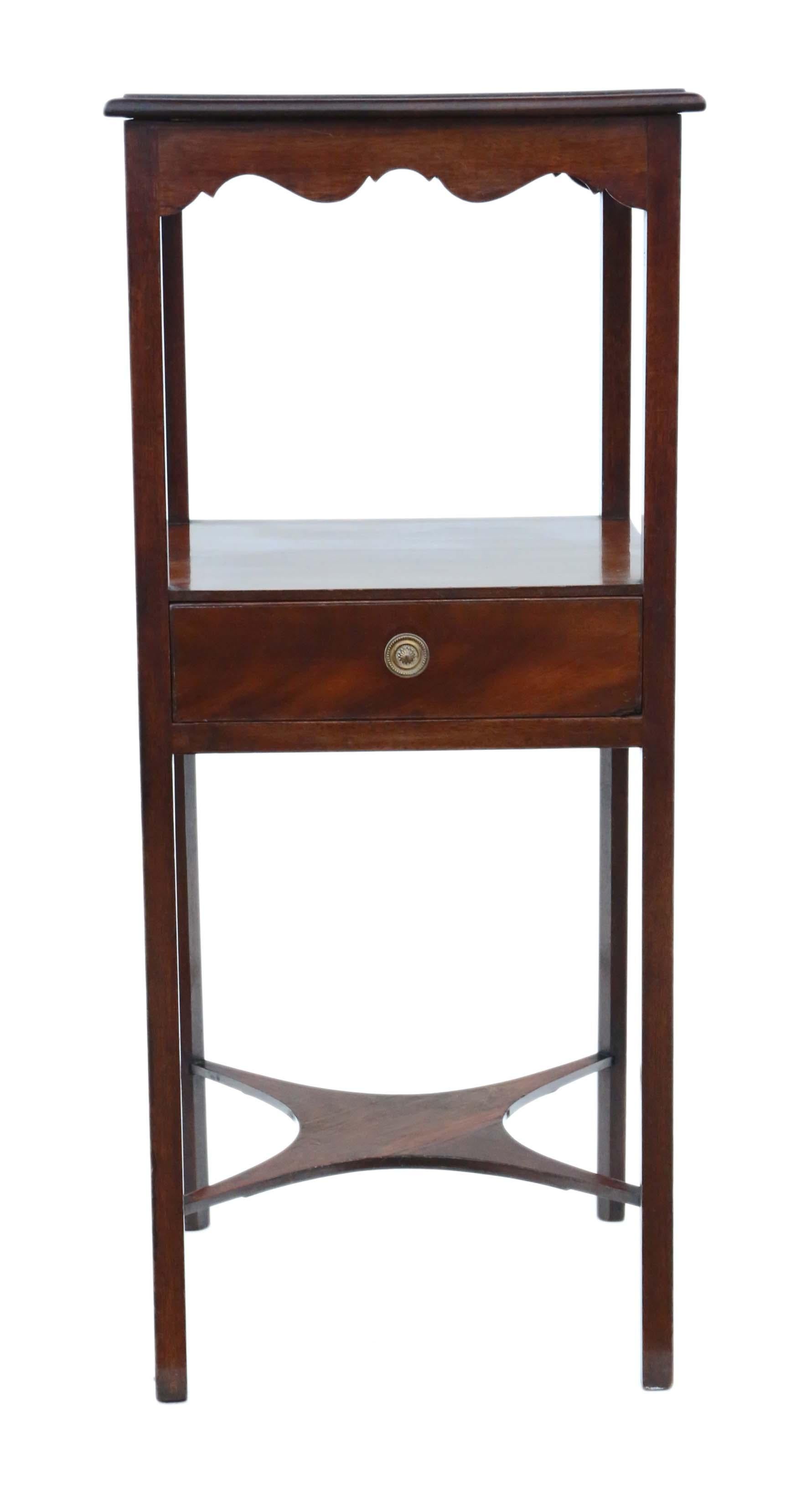 Antique Georgian Mahogany Washstand Bedside Table Nightstand In Good Condition In Wisbech, Cambridgeshire